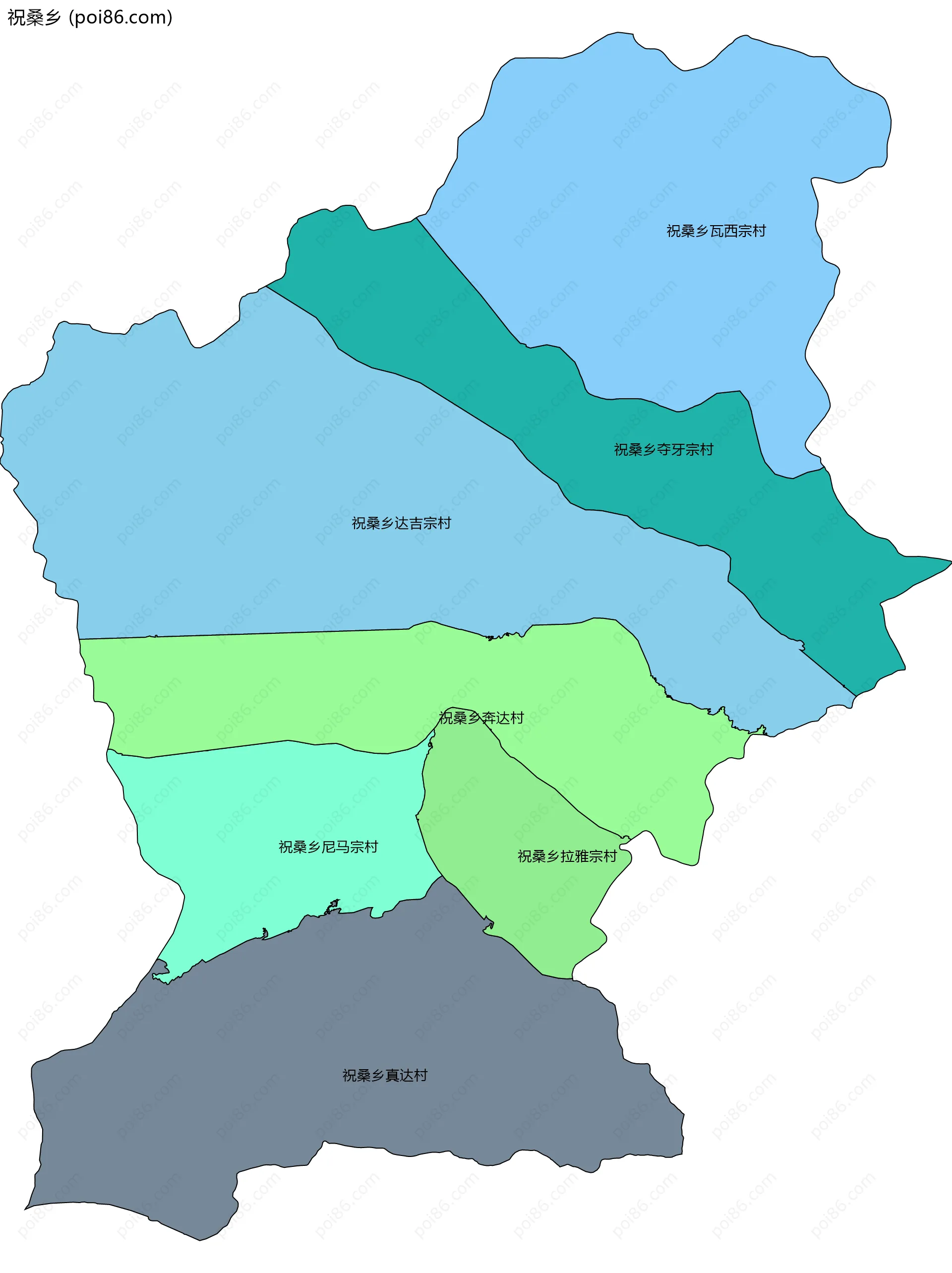 祝桑乡边界地图(五级行政区划)