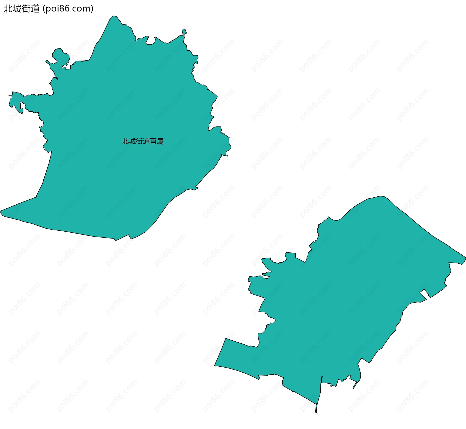 北城街道边界地图(五级行政区划)
