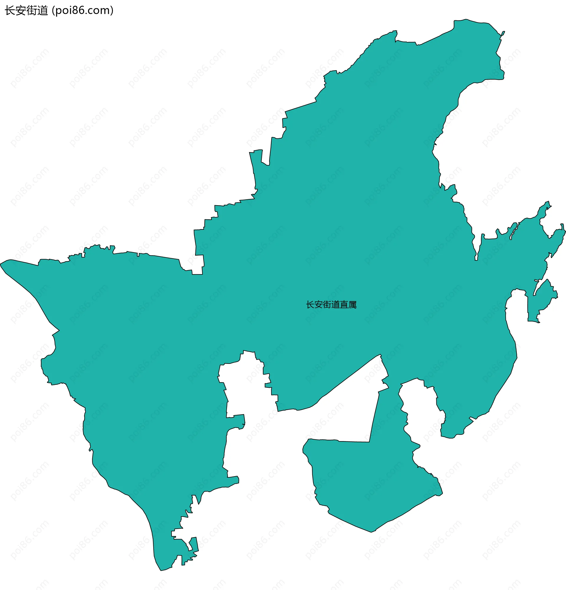 长安街道边界地图(五级行政区划)