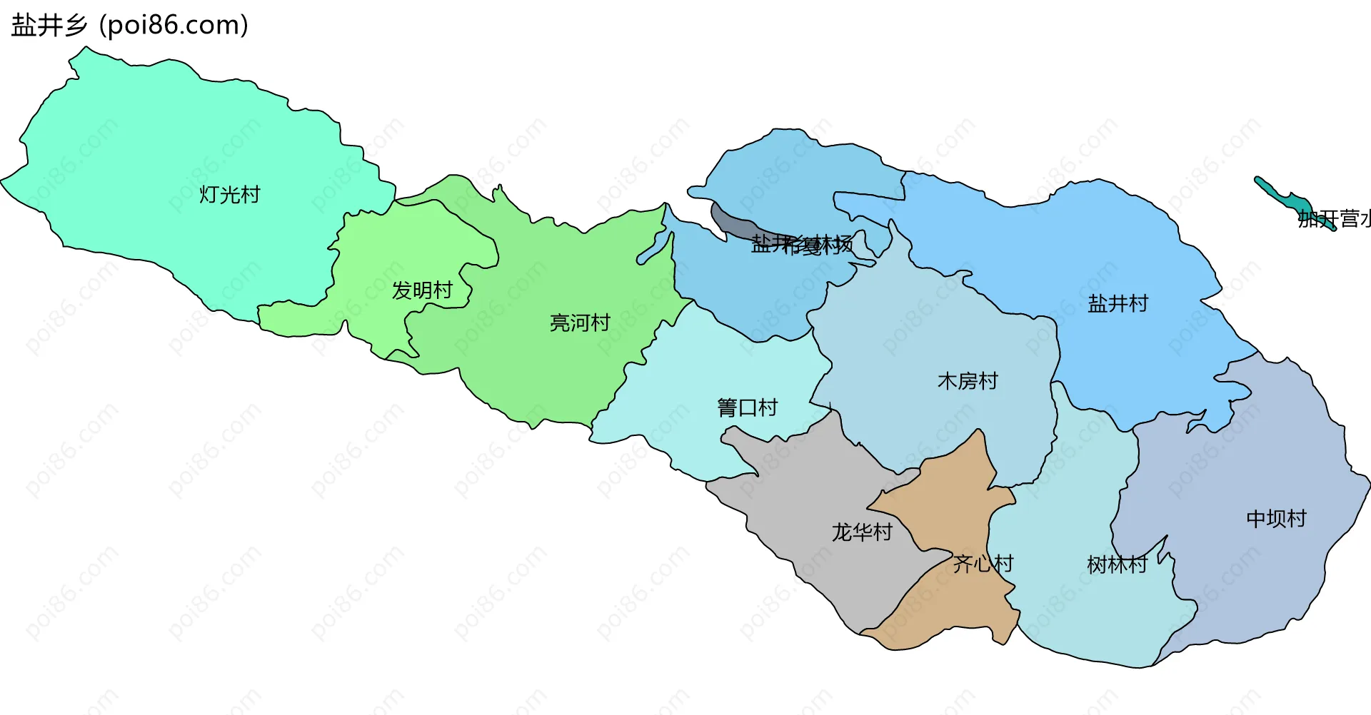 盐井乡边界地图(五级行政区划)