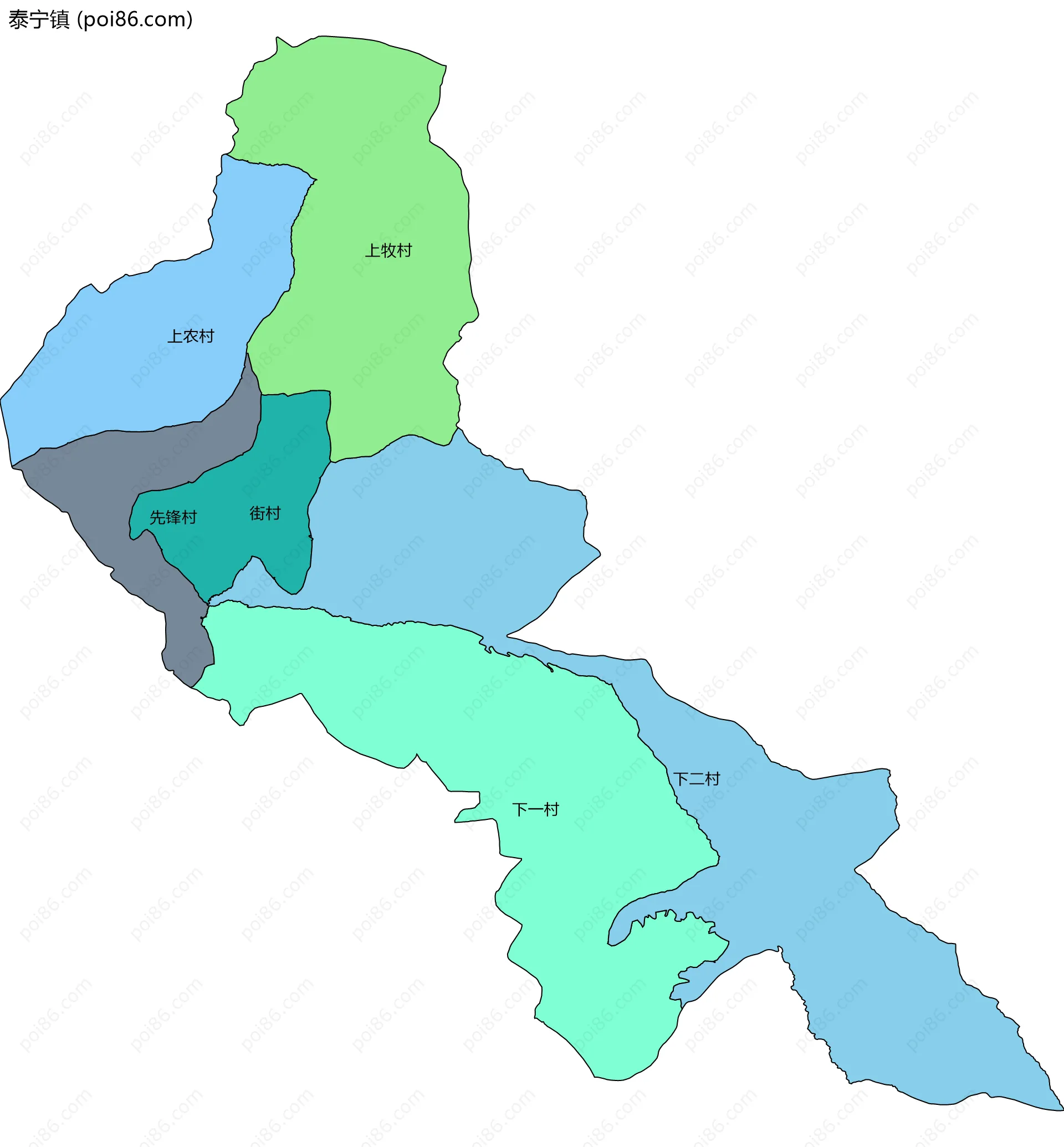 泰宁镇边界地图(五级行政区划)