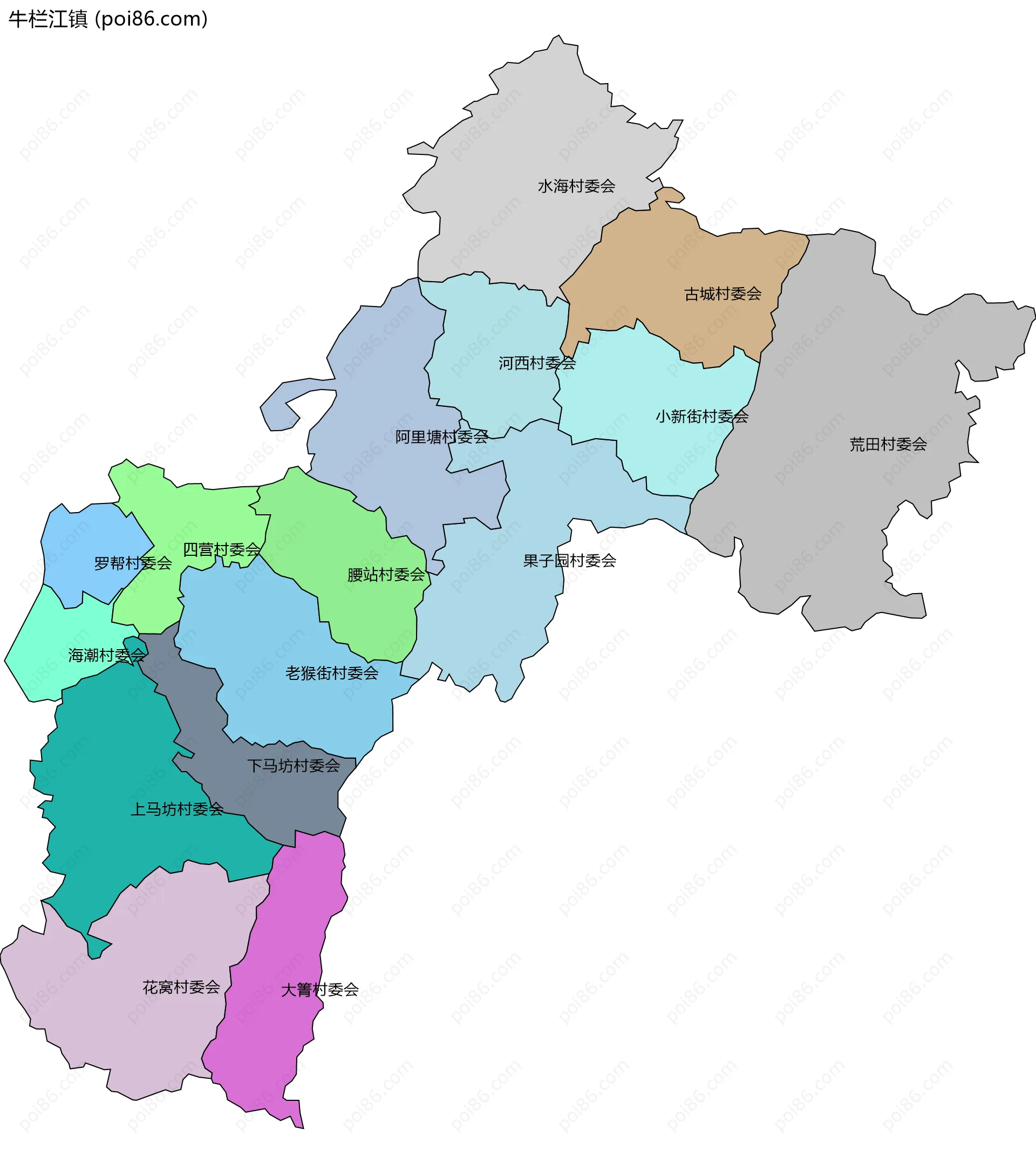 牛栏江镇边界地图(五级行政区划)