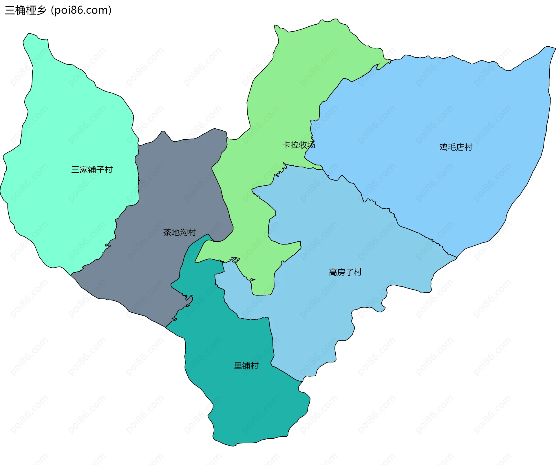 三桷桠乡边界地图(五级行政区划)