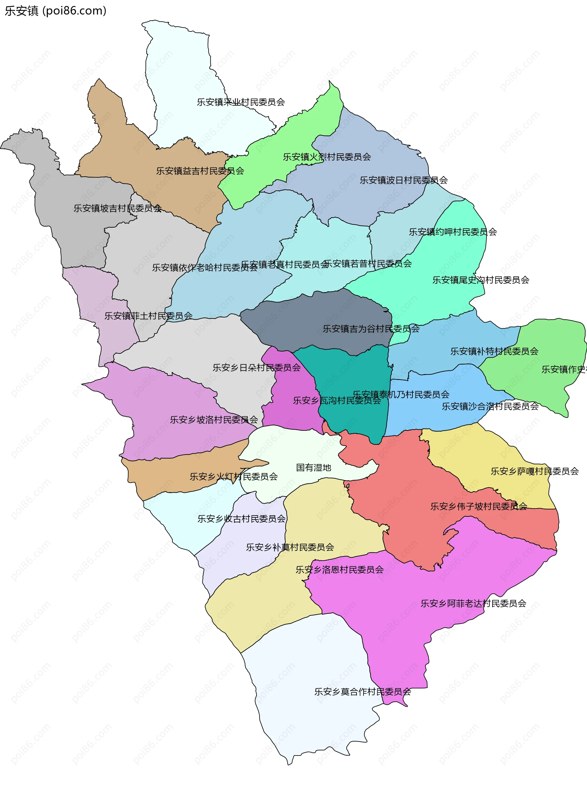 乐安镇边界地图(五级行政区划)