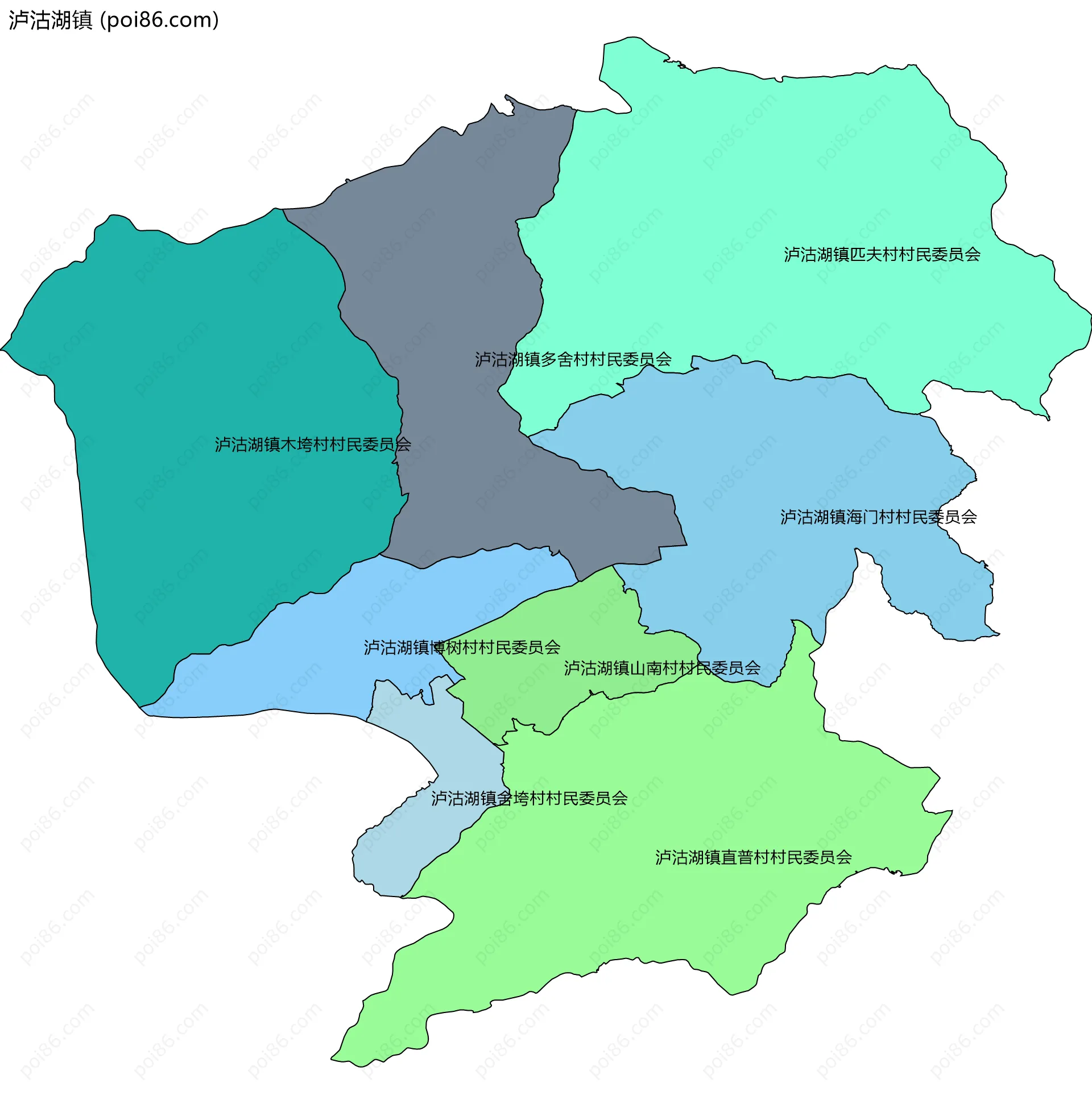 泸沽湖镇边界地图(五级行政区划)