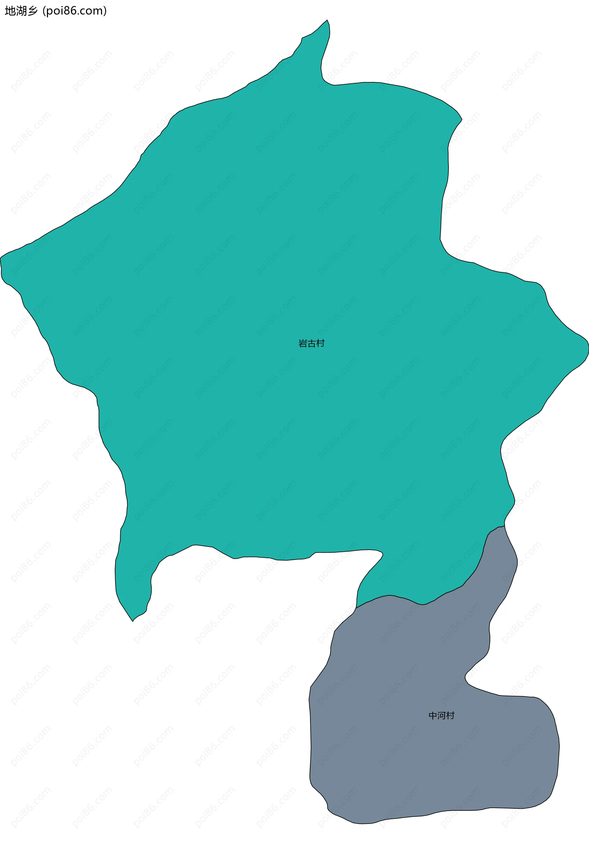 地湖乡边界地图(五级行政区划)