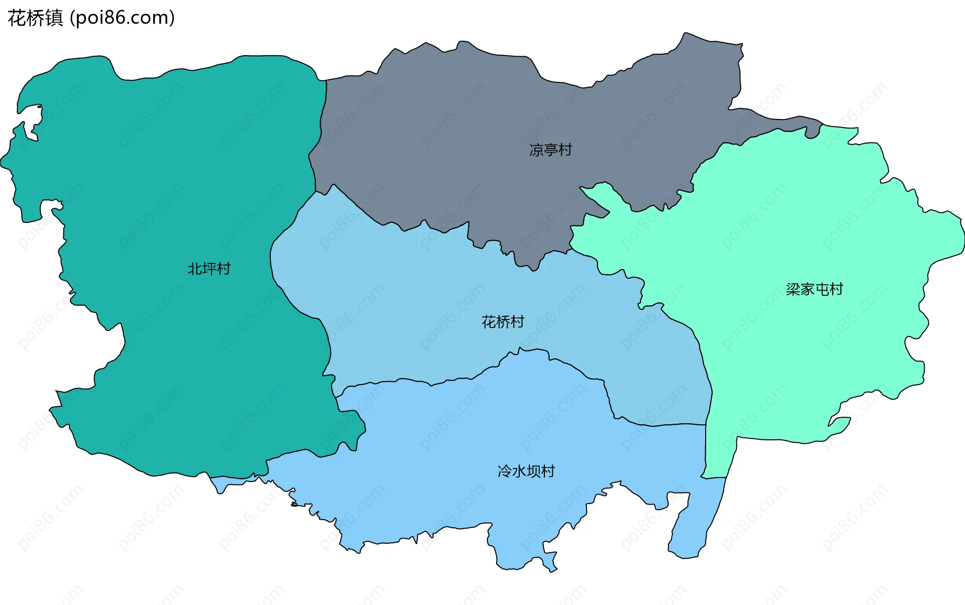 花桥镇边界地图(五级行政区划)