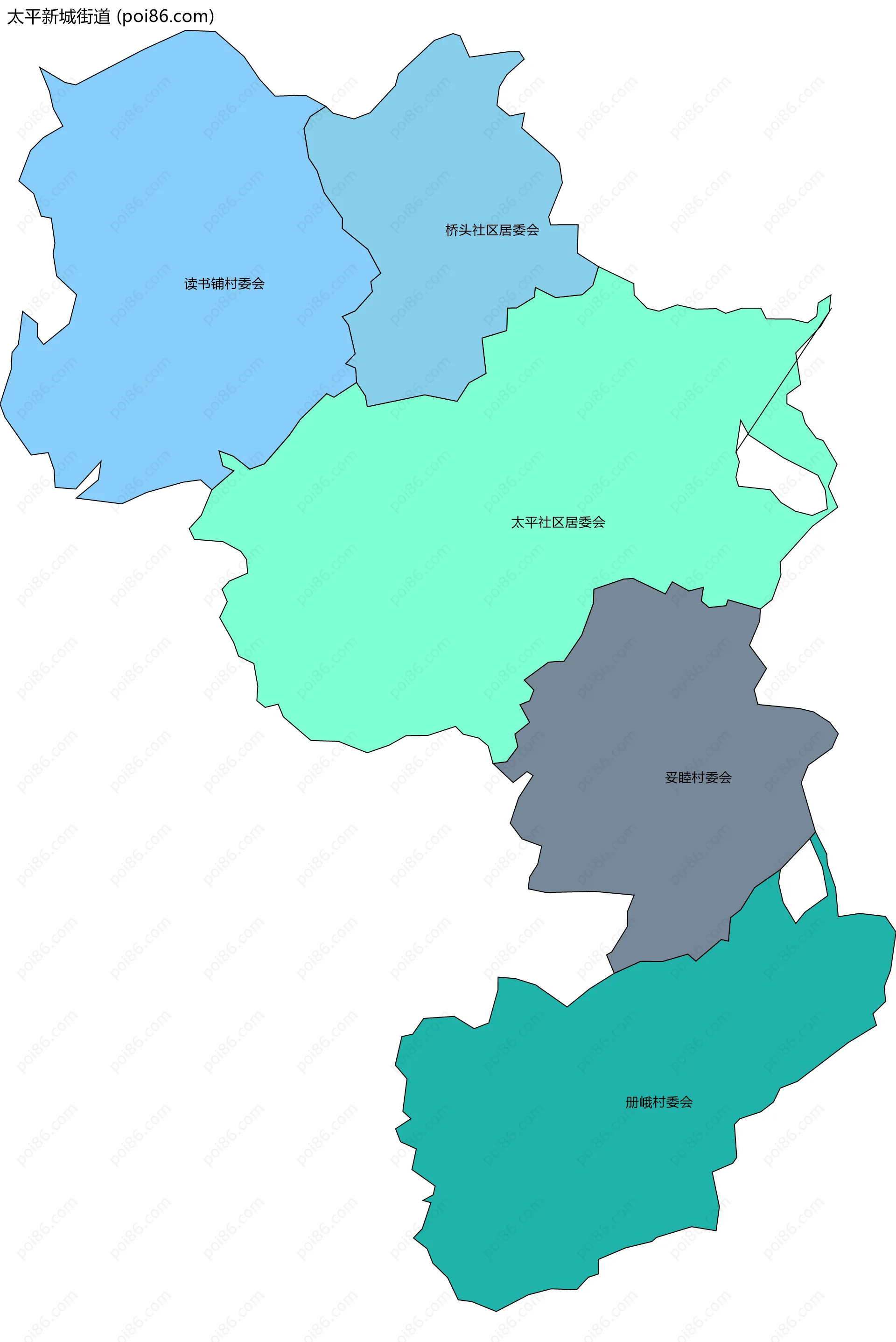 太平新城街道边界地图(五级行政区划)