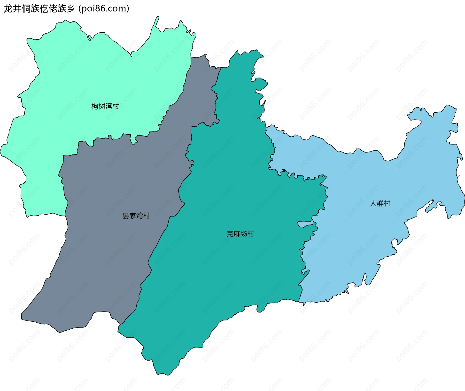 龙井侗族仡佬族乡边界地图(五级行政区划)