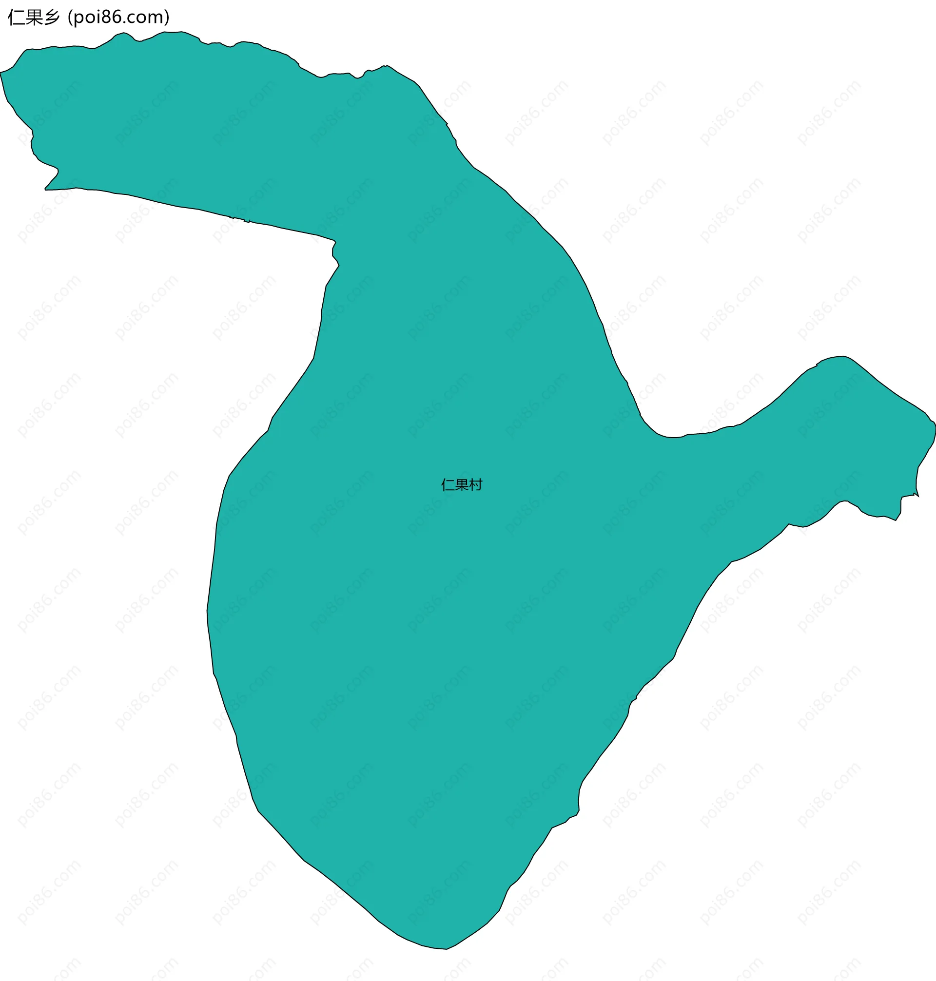 仁果乡边界地图(五级行政区划)