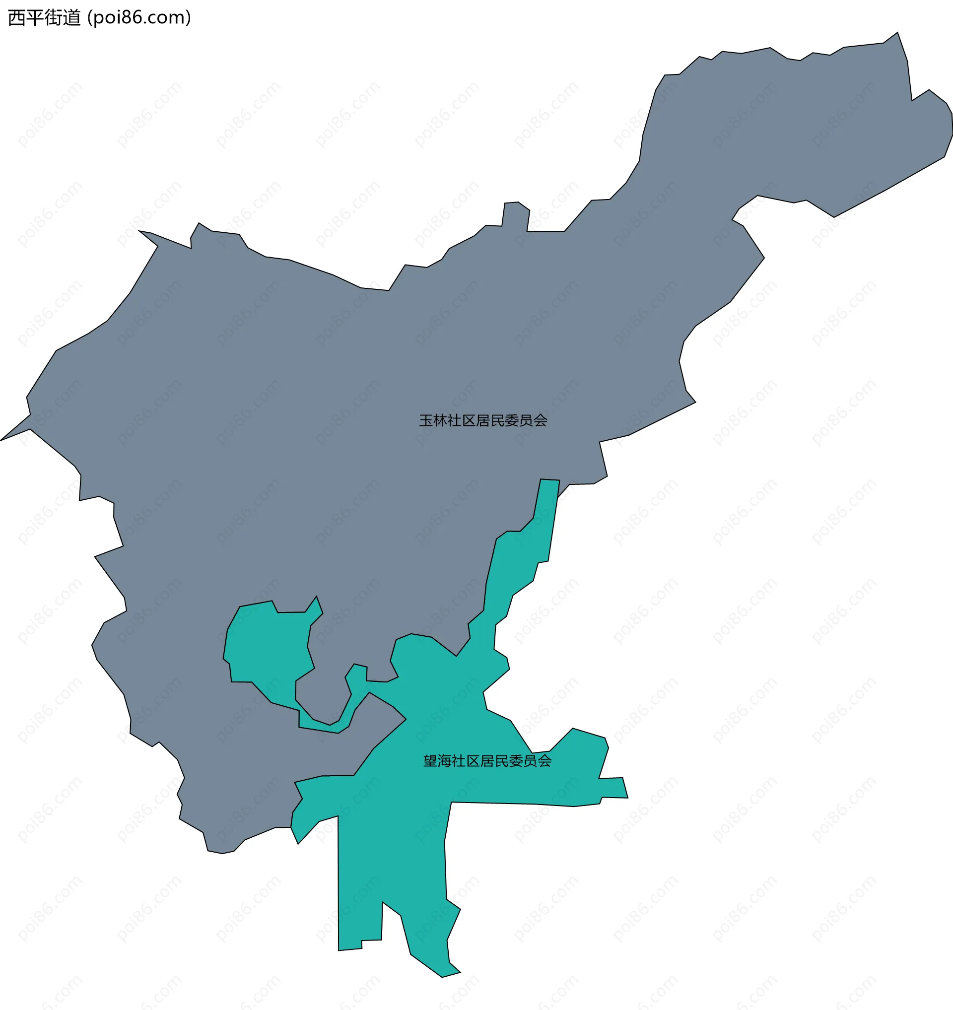 西平街道边界地图(五级行政区划)
