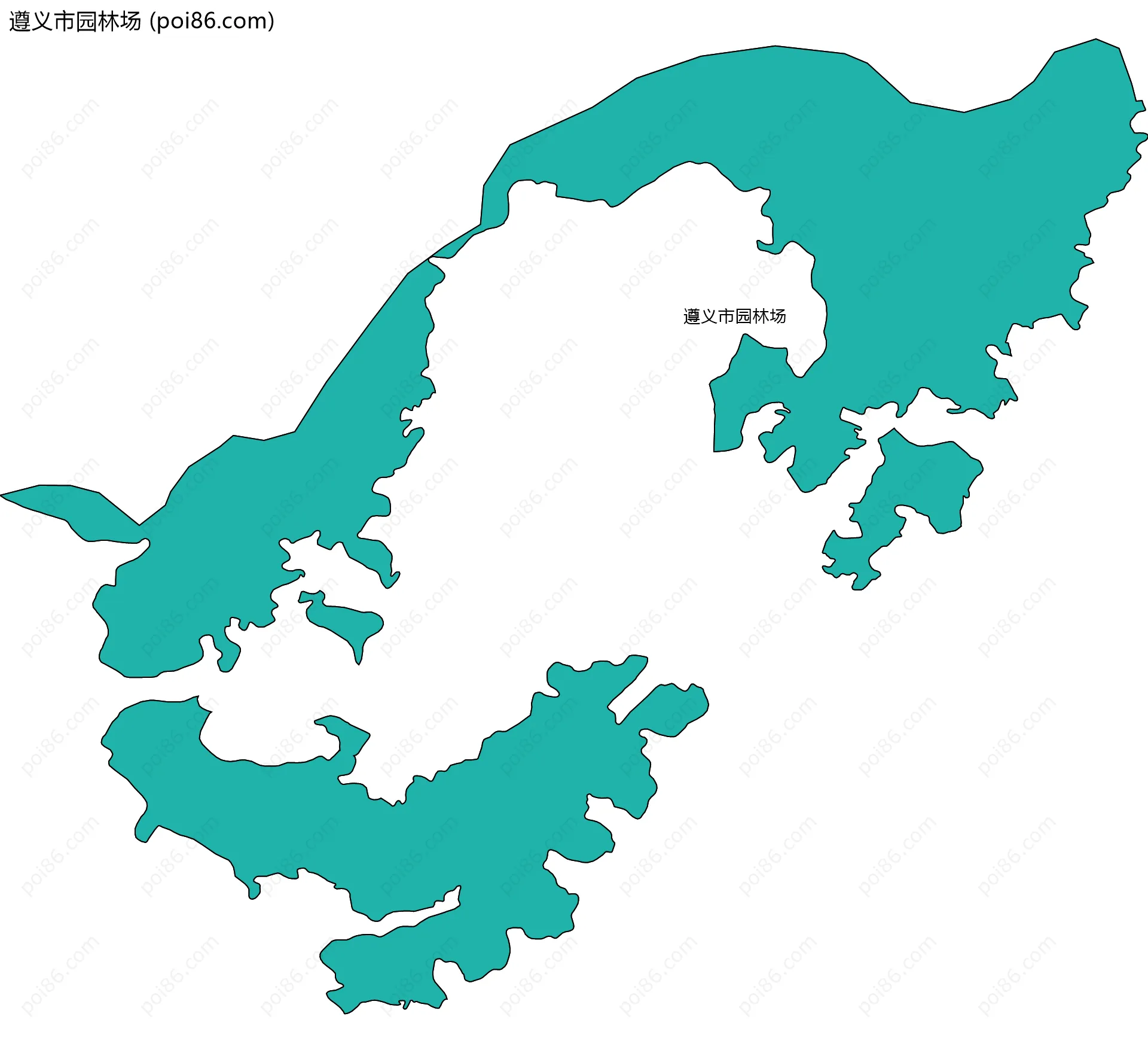 遵义市园林场边界地图(五级行政区划)