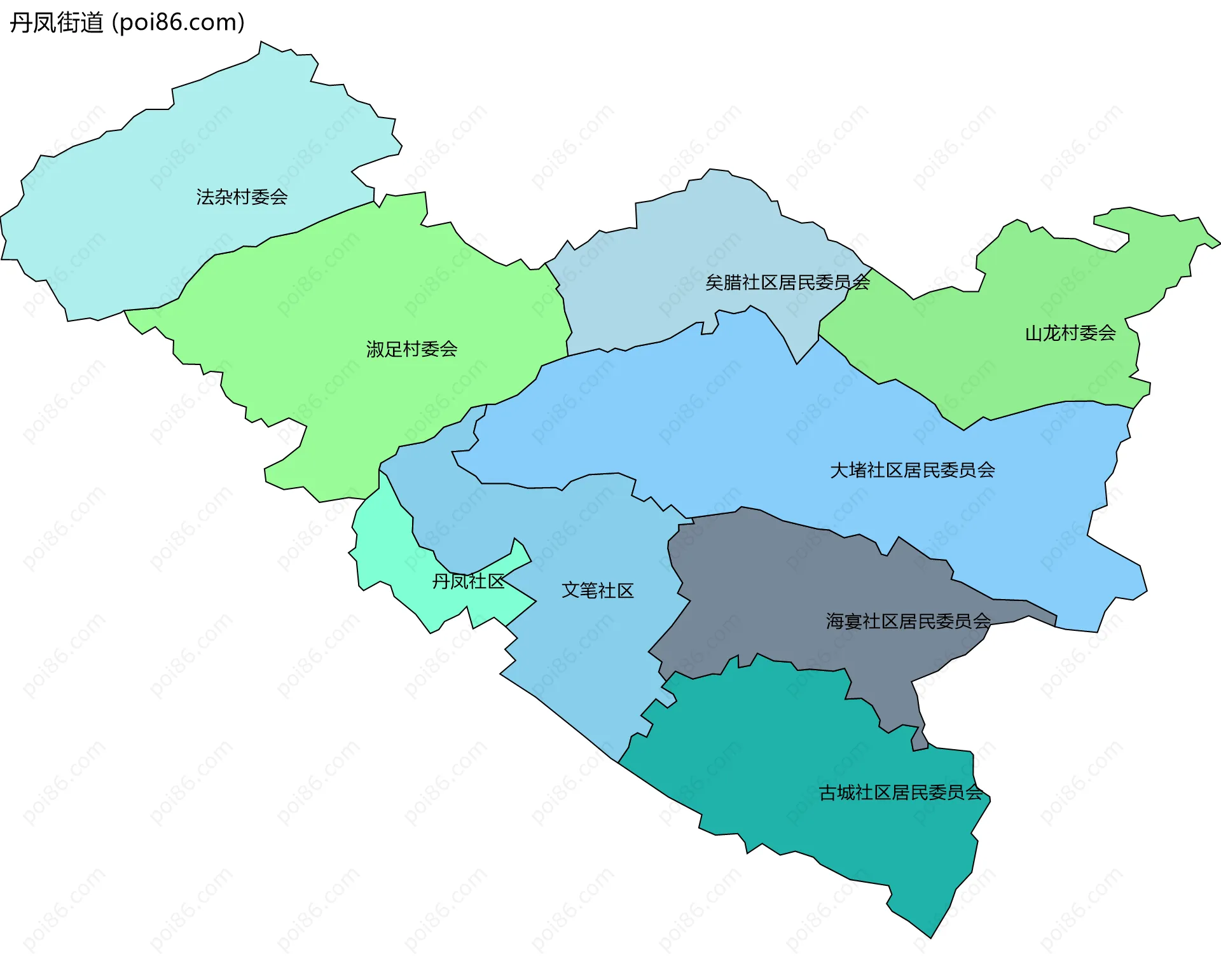 丹凤街道边界地图(五级行政区划)