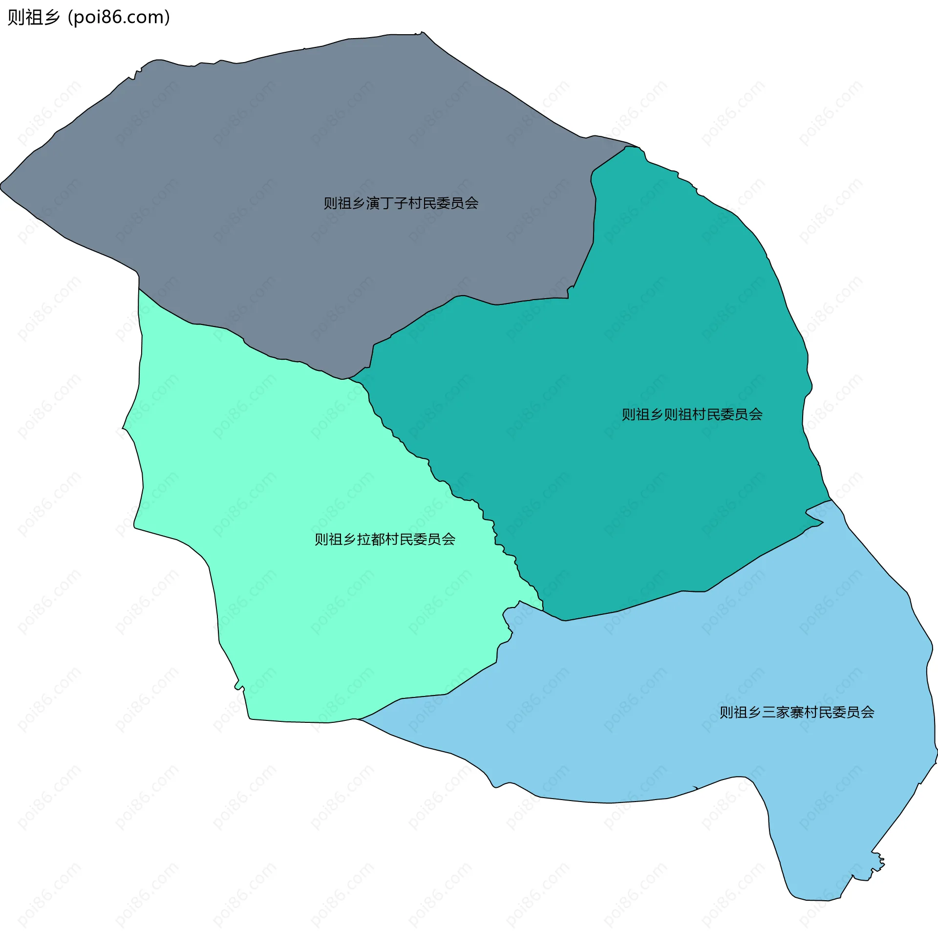 则祖乡边界地图(五级行政区划)