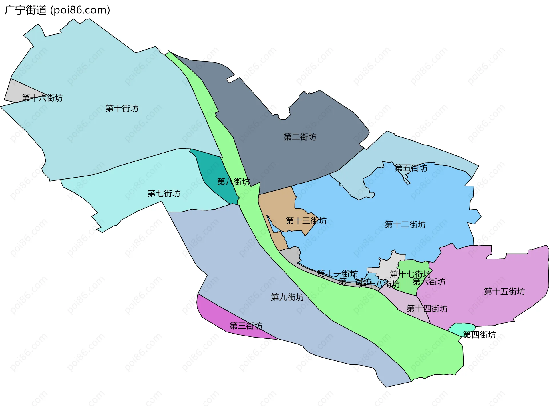 广宁街道边界地图(五级行政区划)
