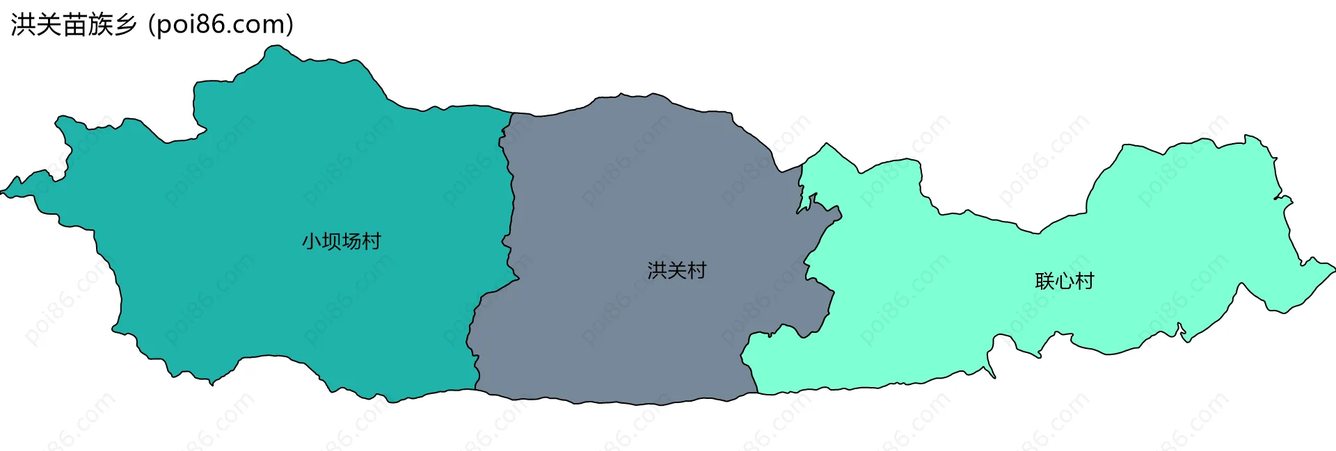 洪关苗族乡边界地图(五级行政区划)