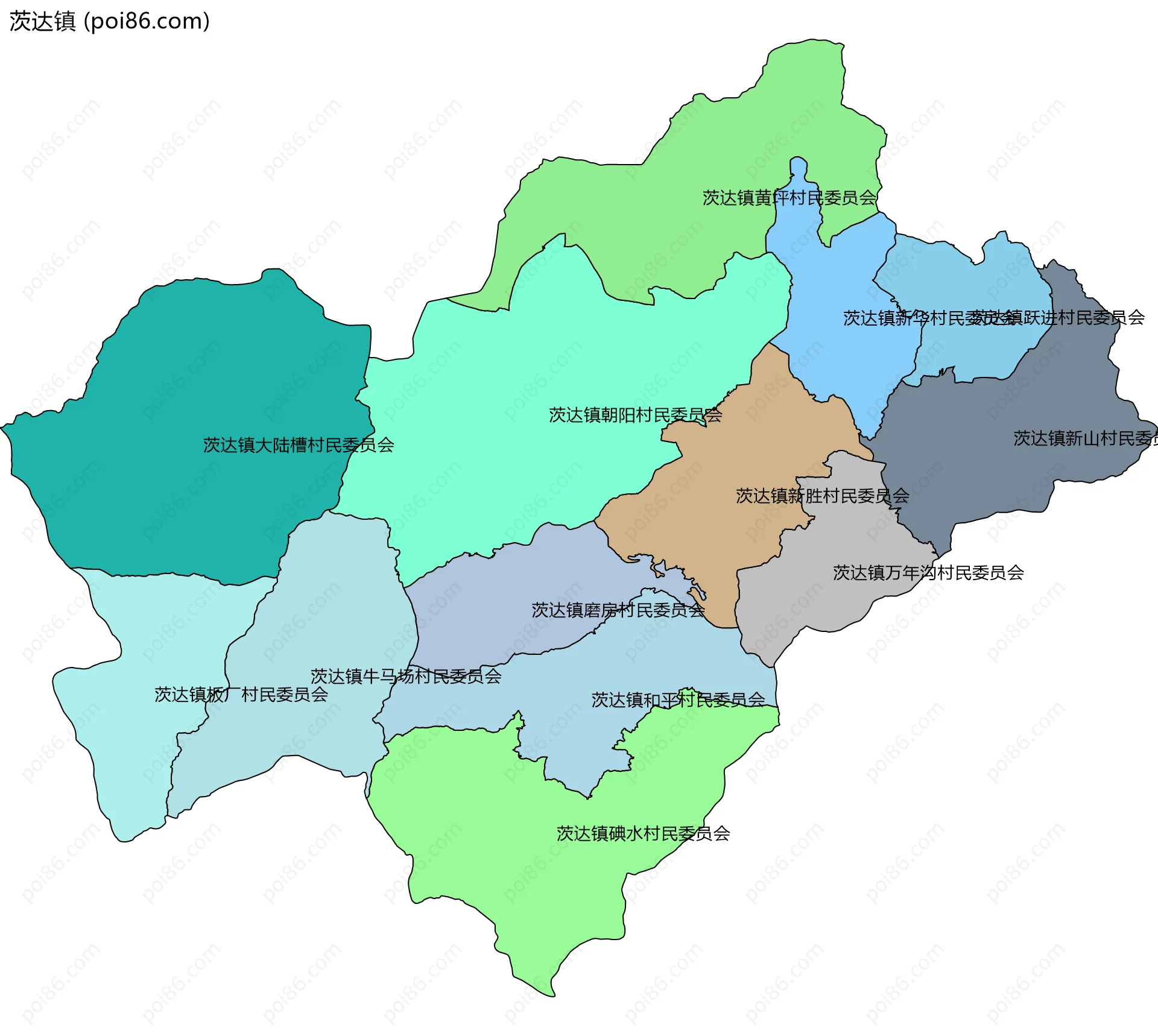 茨达镇边界地图(五级行政区划)