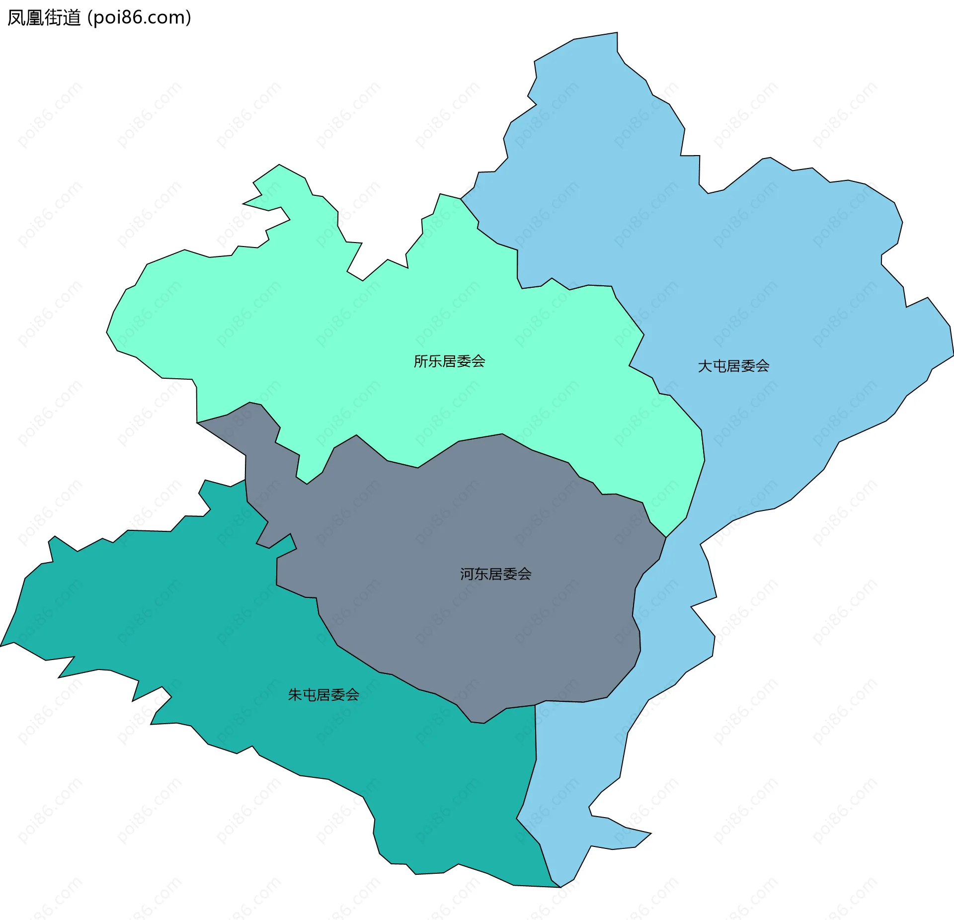 凤凰街道边界地图(五级行政区划)