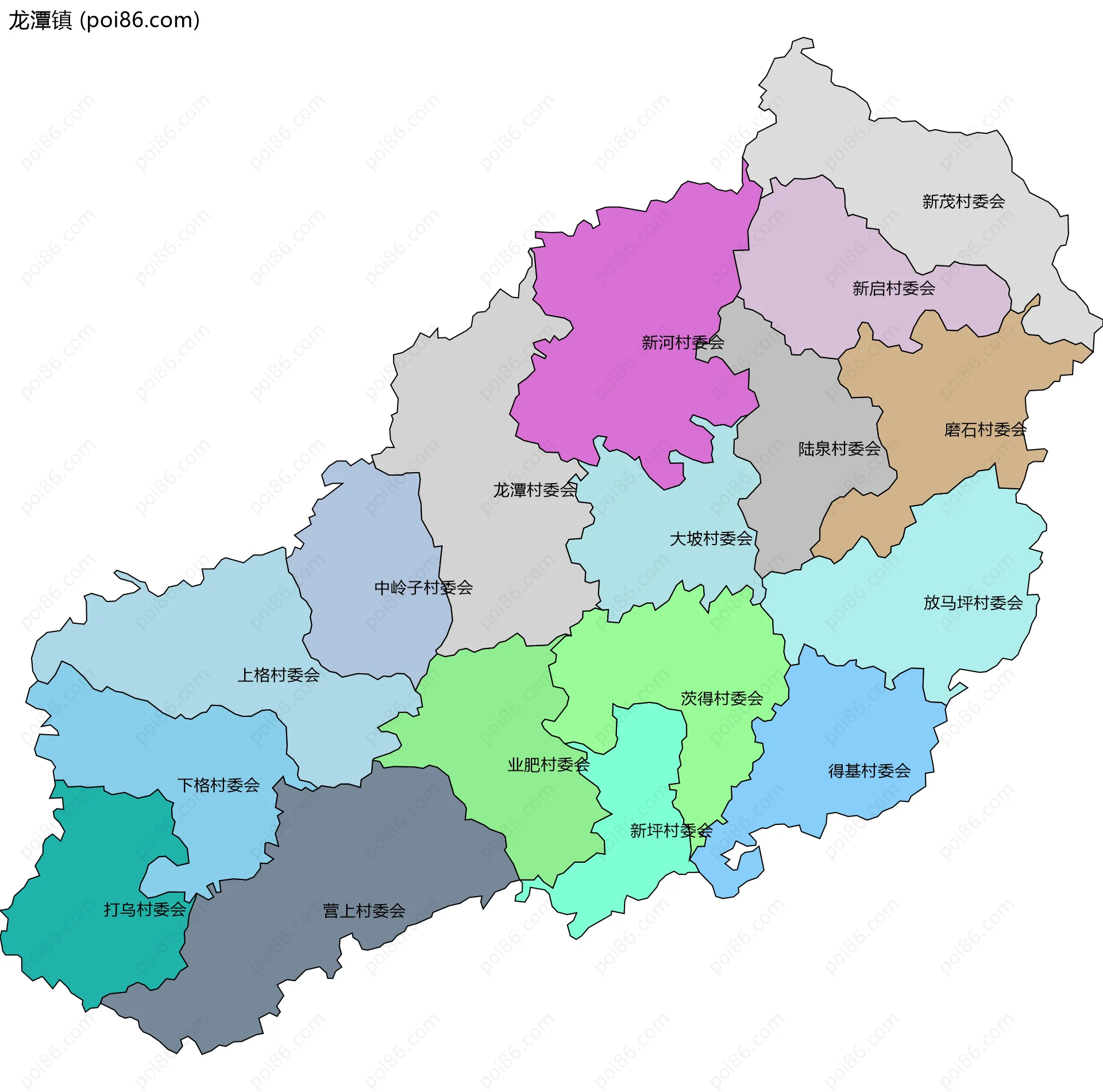 龙潭镇边界地图(五级行政区划)