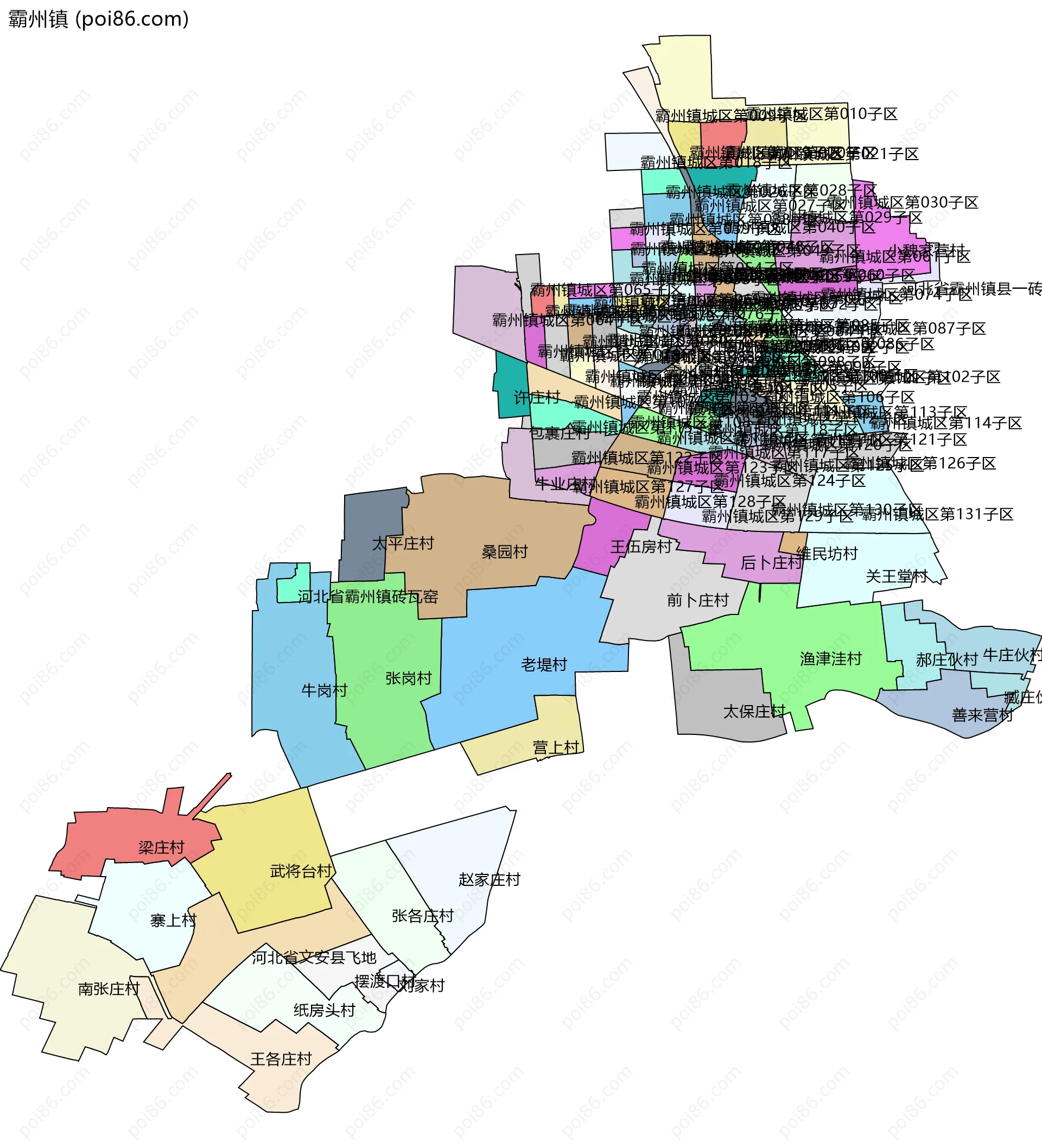 霸州镇边界地图(五级行政区划)