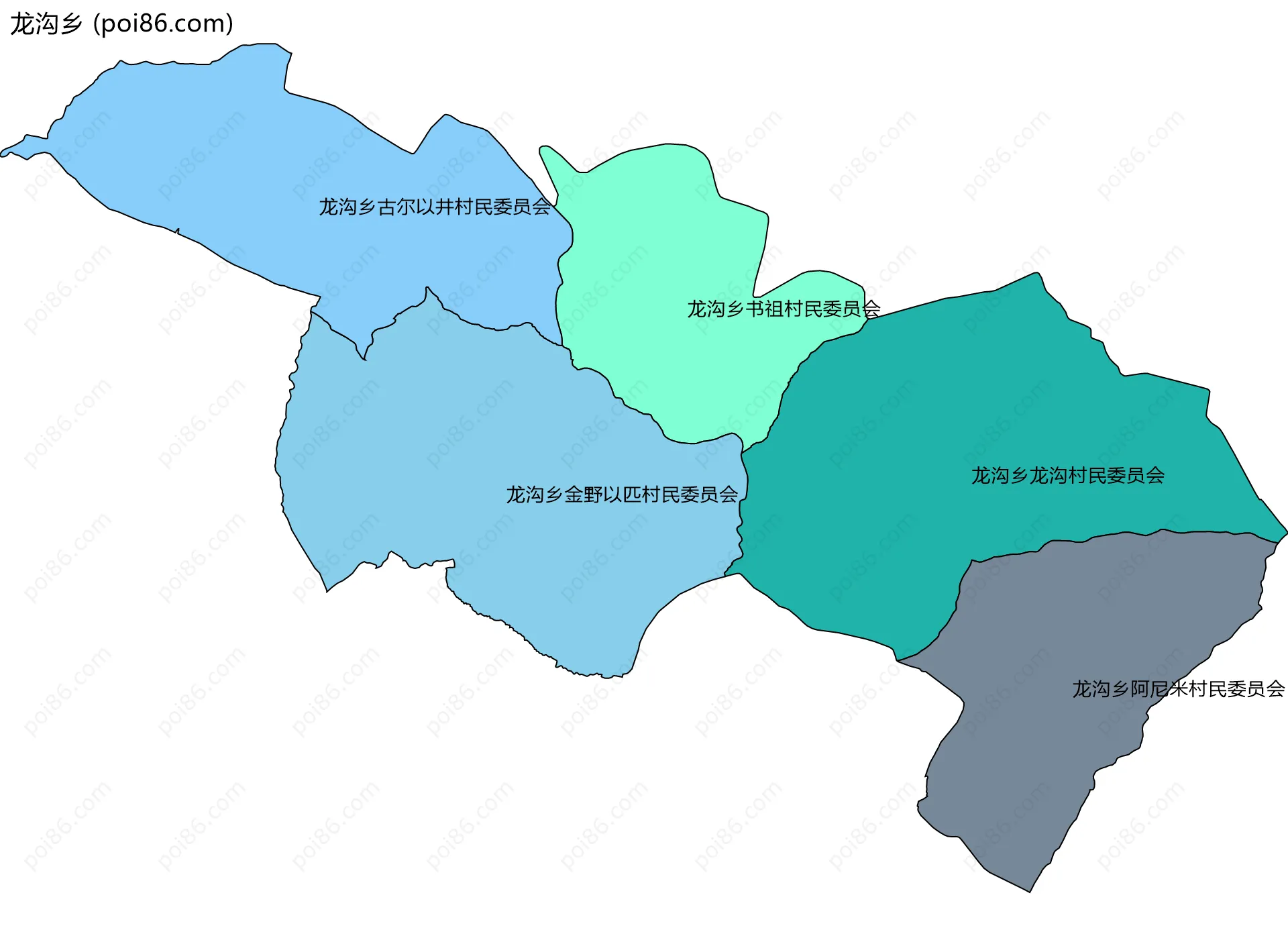 龙沟乡边界地图(五级行政区划)