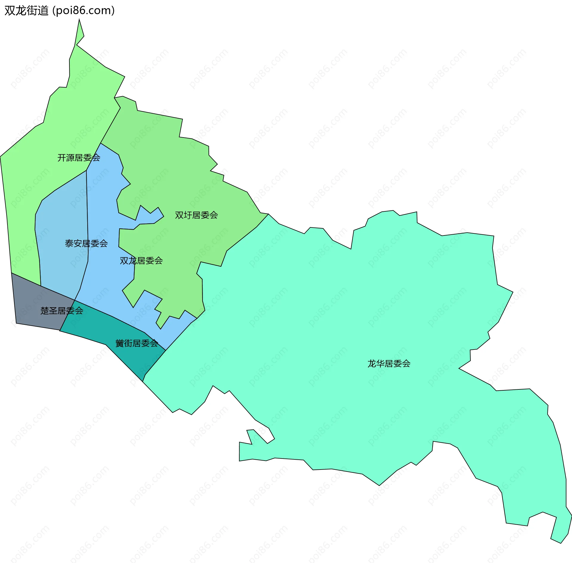 双龙街道边界地图(五级行政区划)