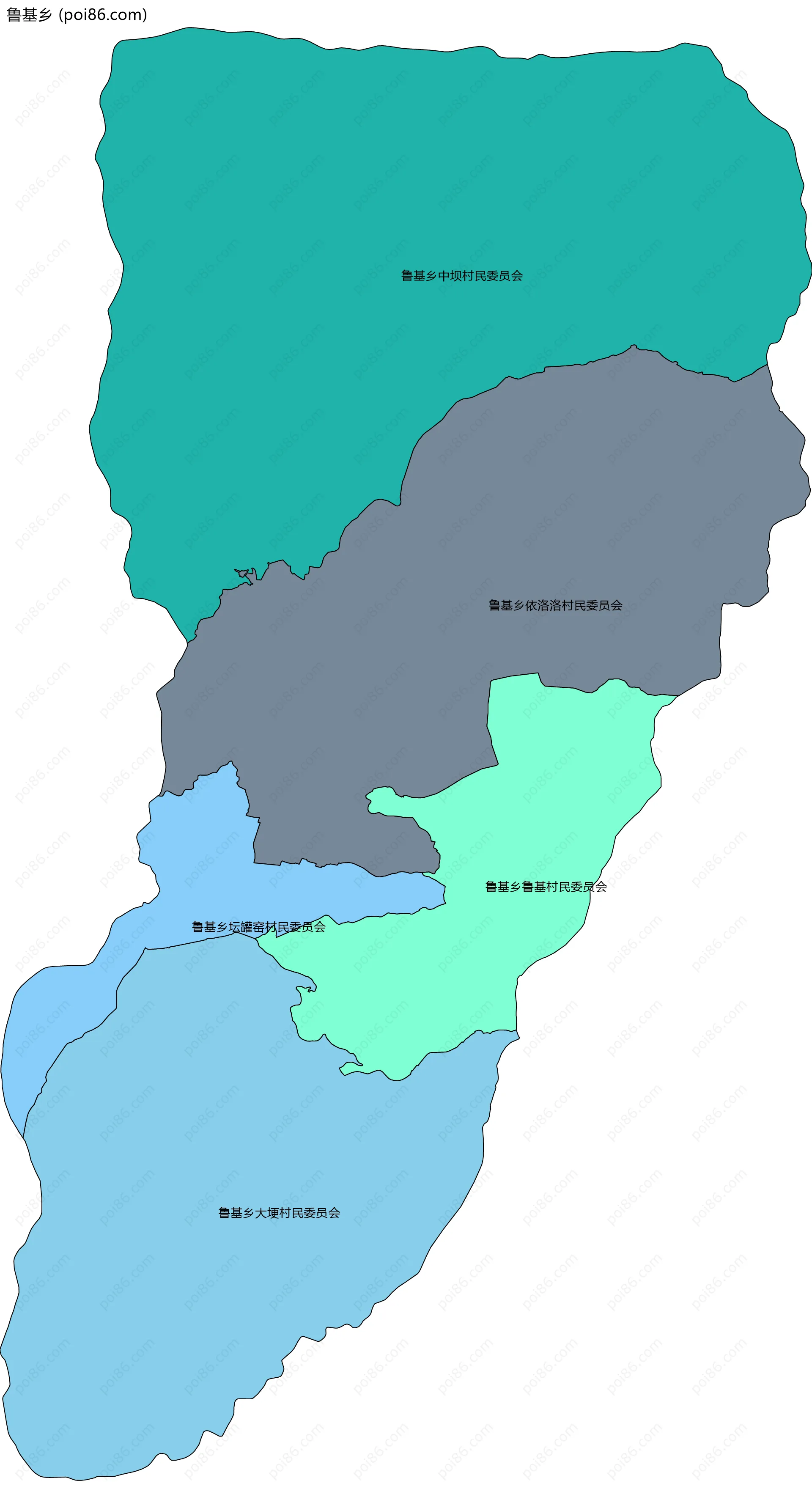 鲁基乡边界地图(五级行政区划)