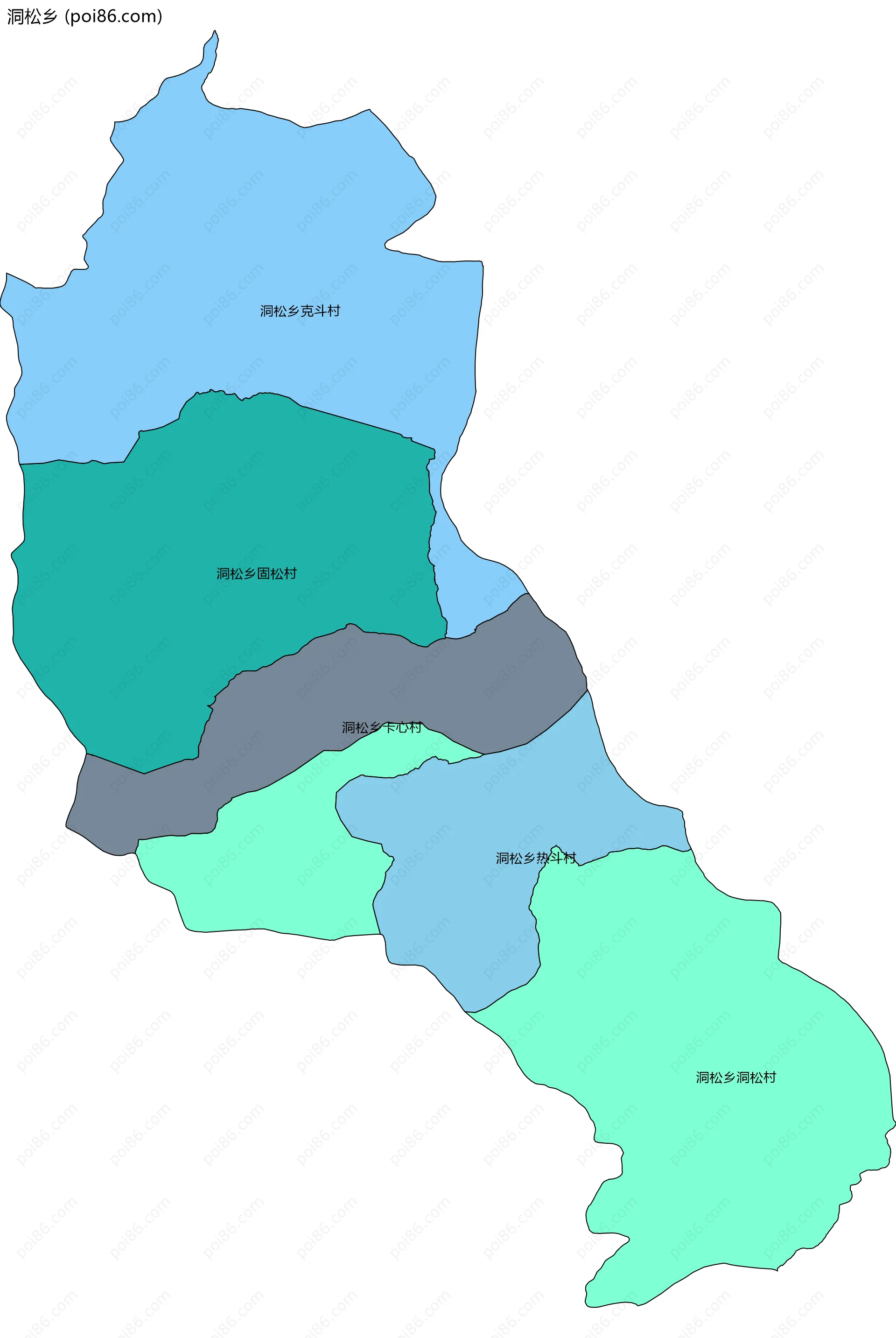 洞松乡边界地图(五级行政区划)