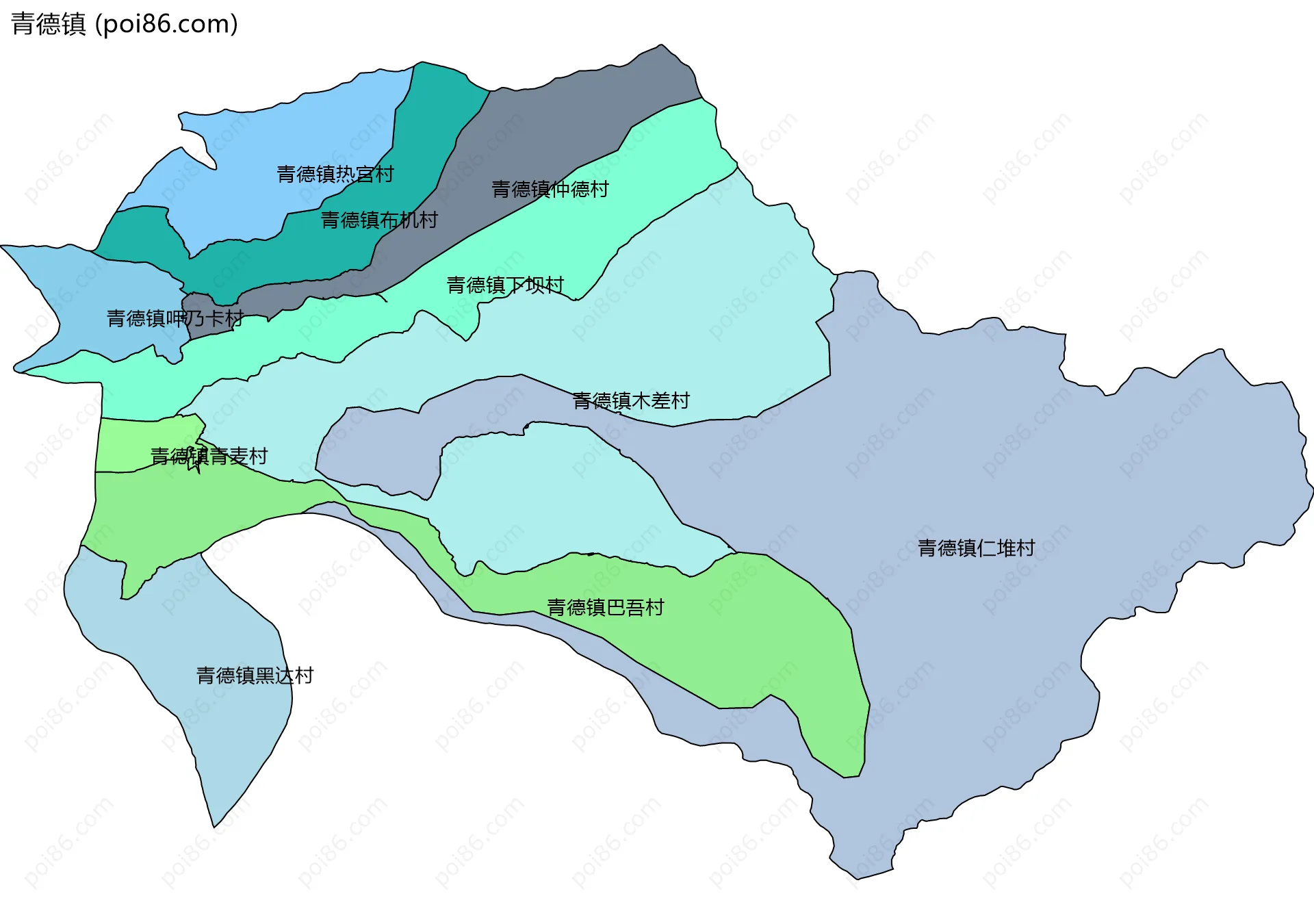 青德镇边界地图(五级行政区划)