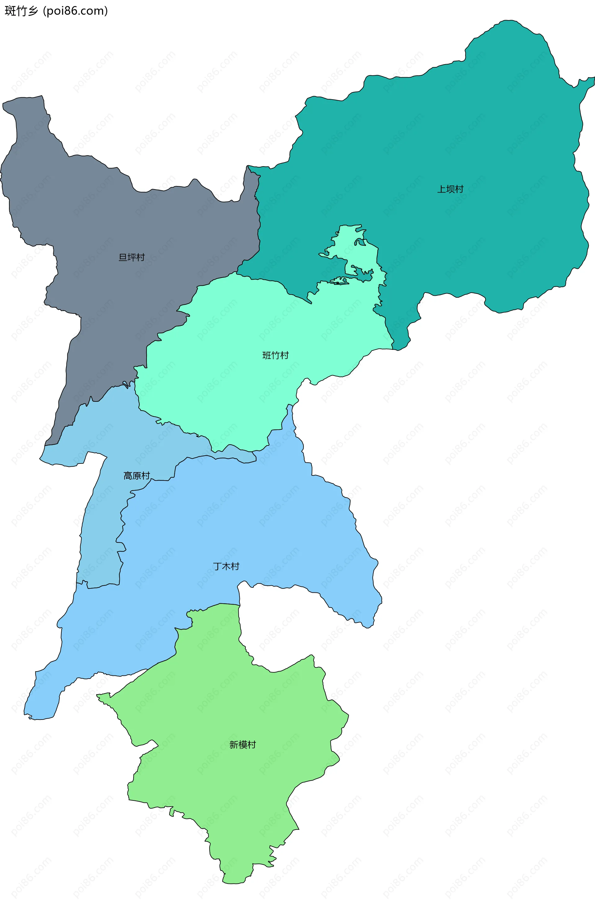 斑竹乡边界地图(五级行政区划)