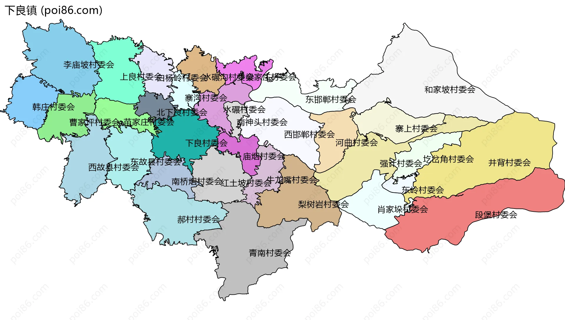 下良镇边界地图(五级行政区划)