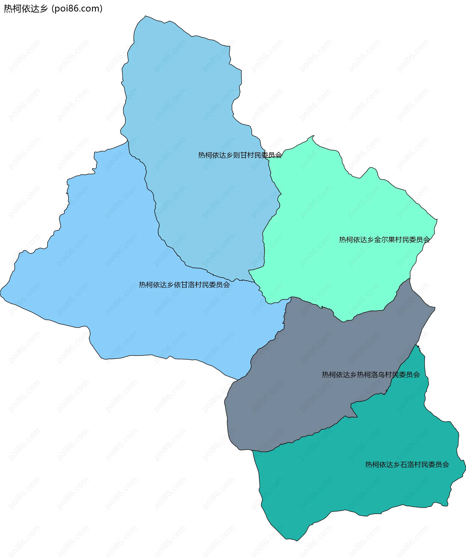 热柯依达乡边界地图(五级行政区划)