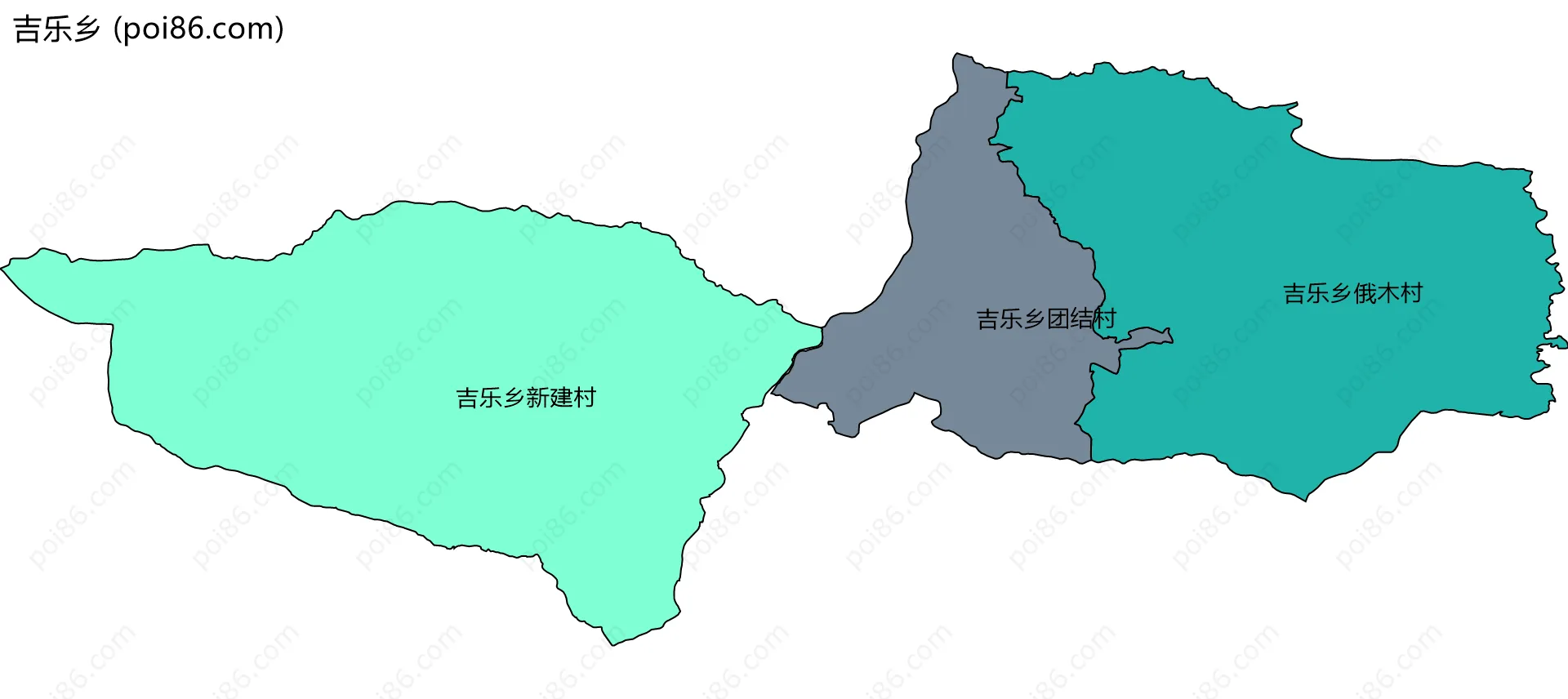 吉乐乡边界地图(五级行政区划)