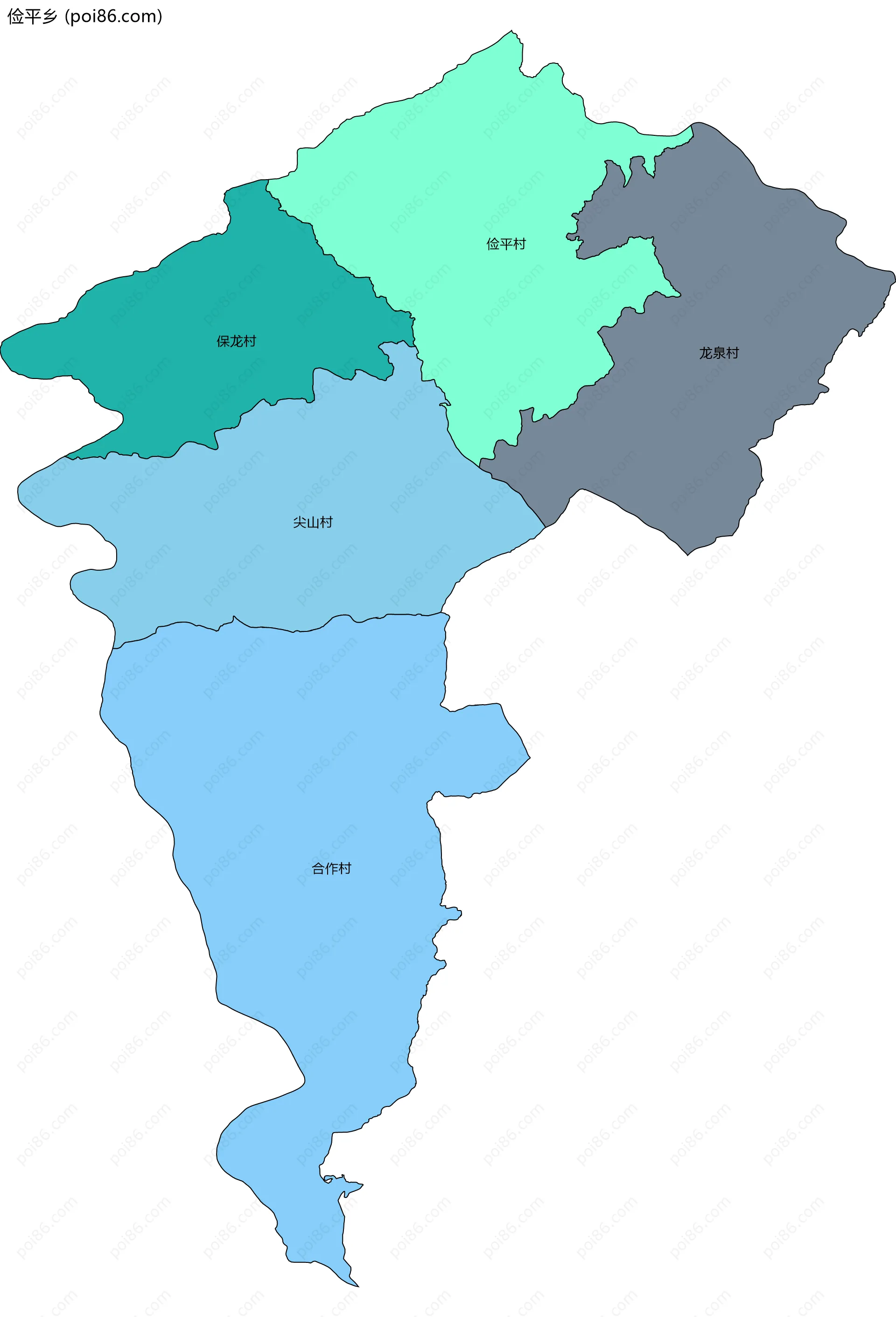 俭平乡边界地图(五级行政区划)