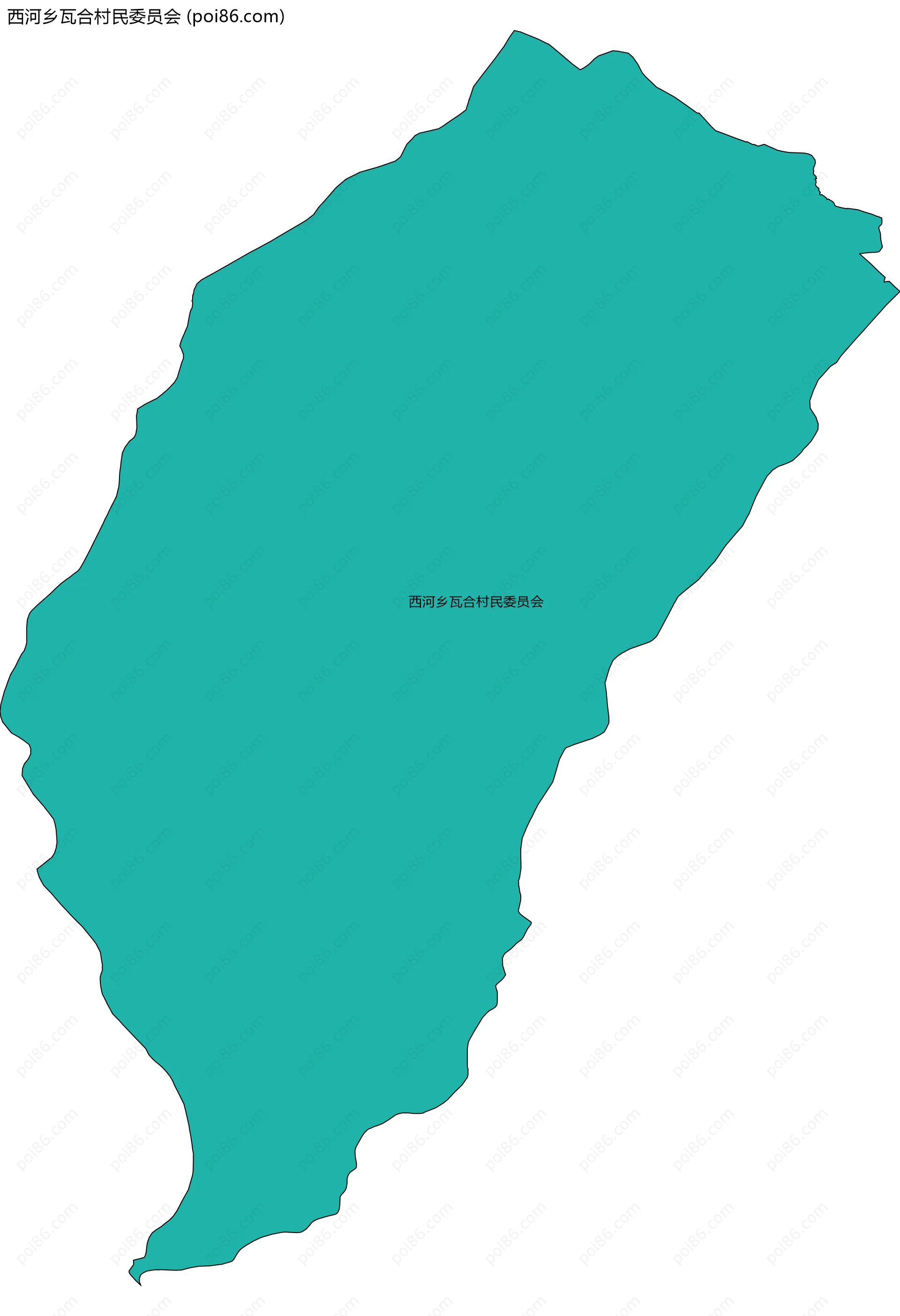 西河乡瓦合村民委员会边界地图
