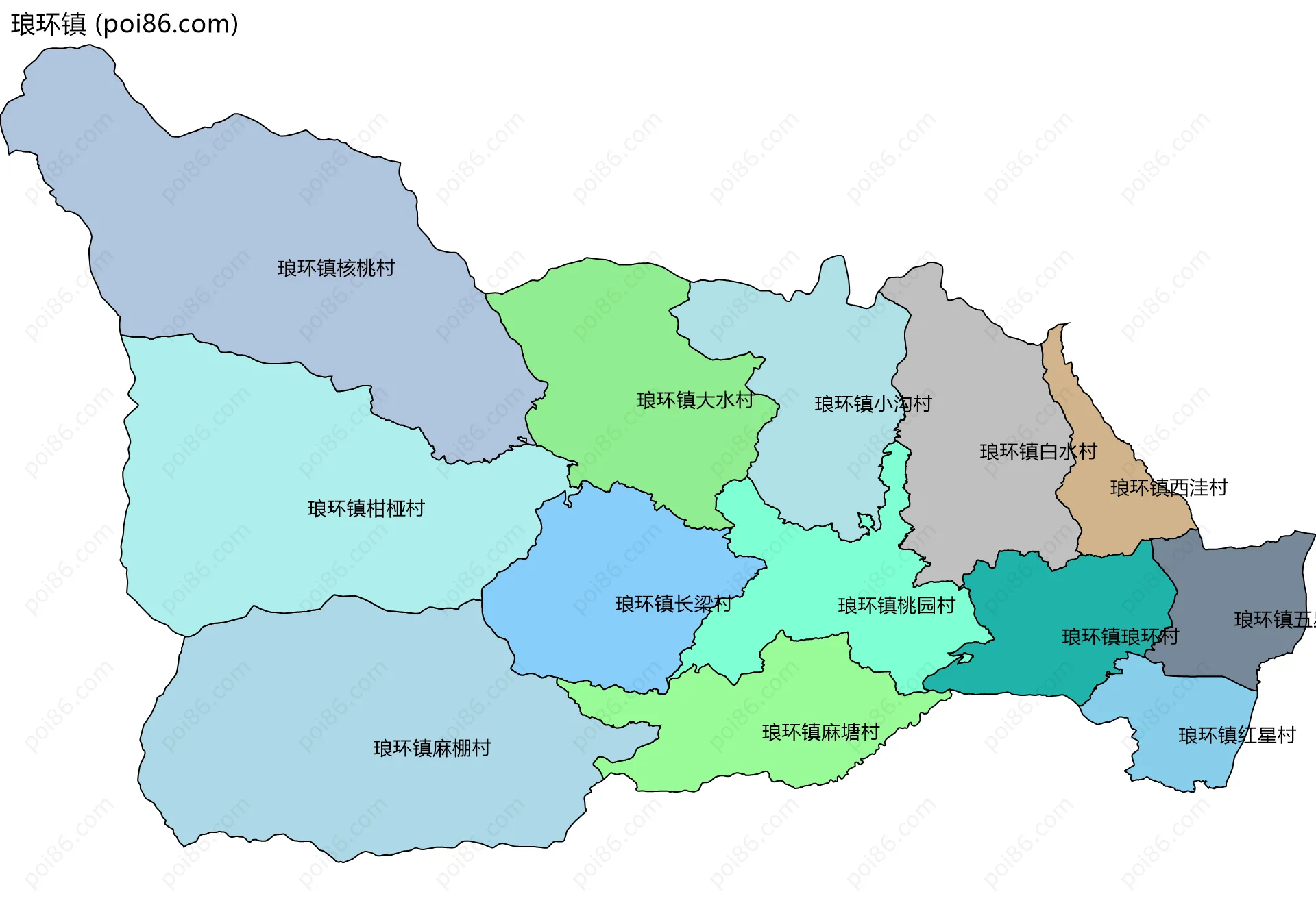 琅环镇边界地图(五级行政区划)