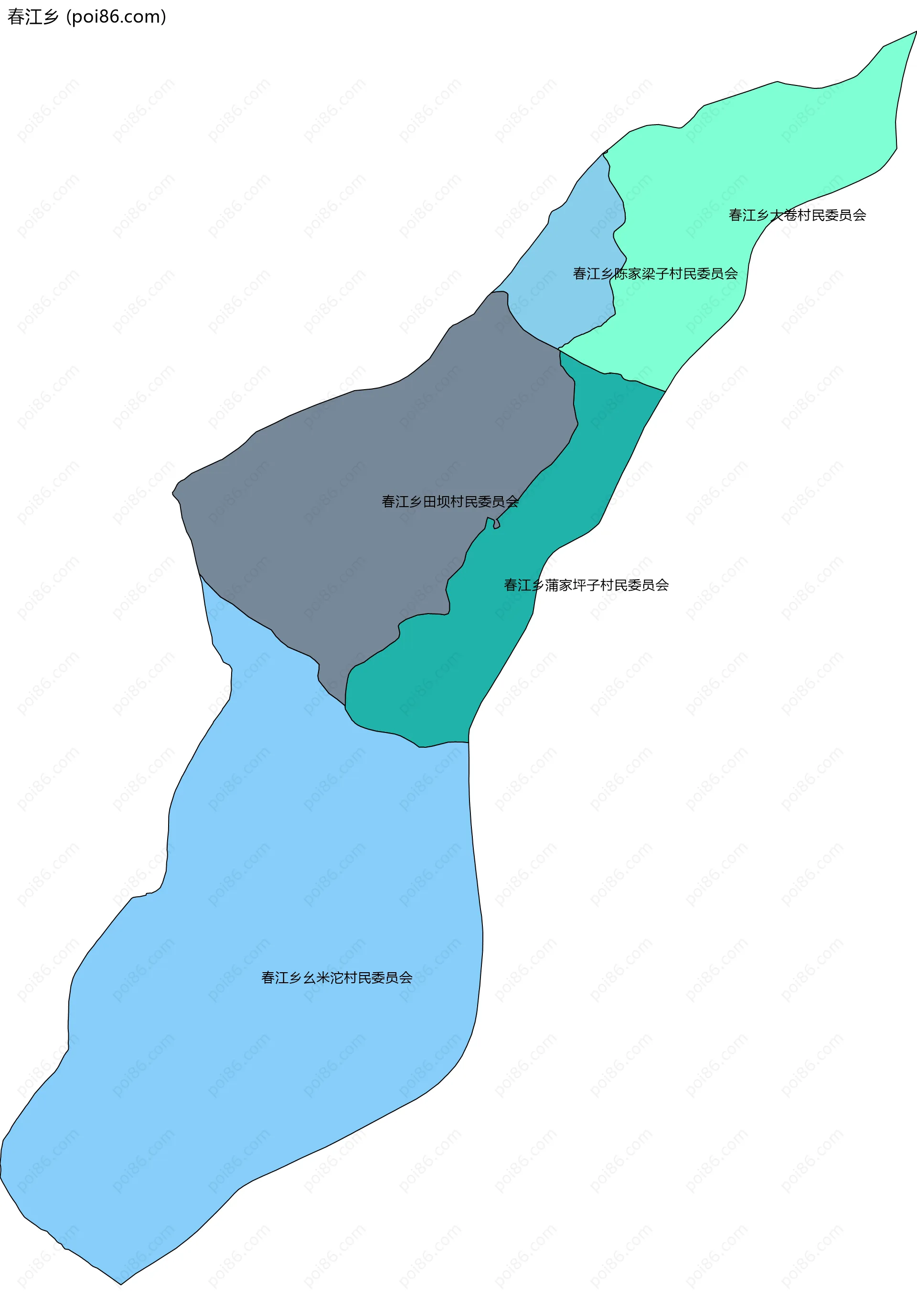 春江乡边界地图(五级行政区划)