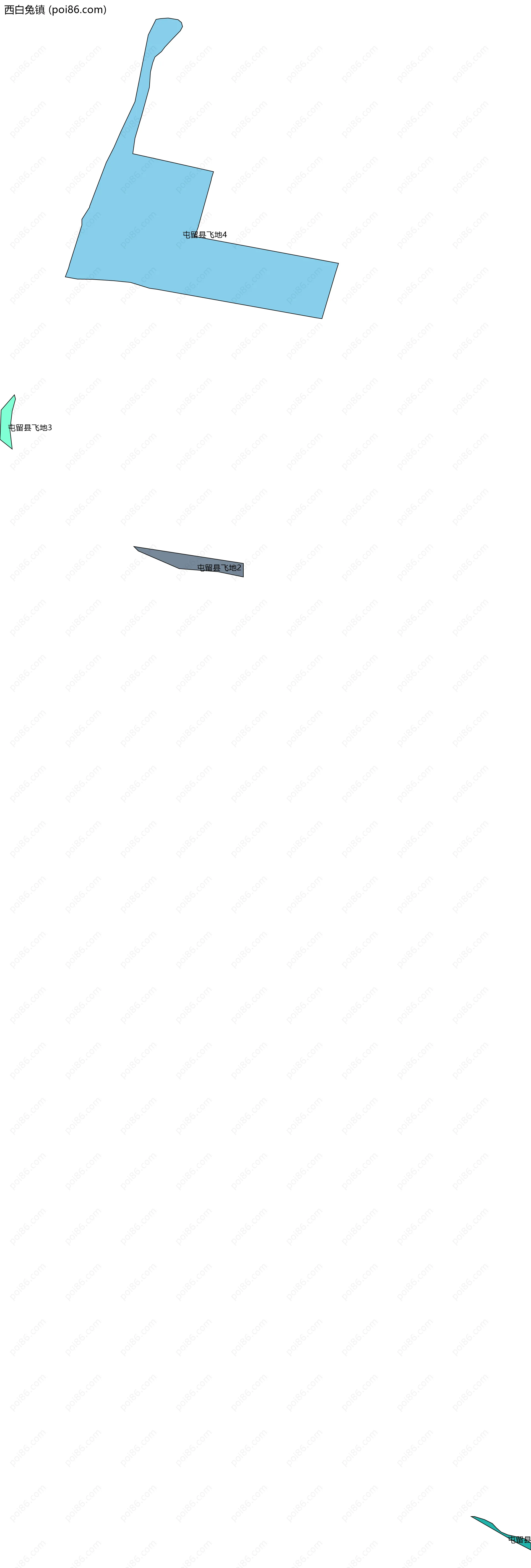 西白兔镇边界地图(五级行政区划)