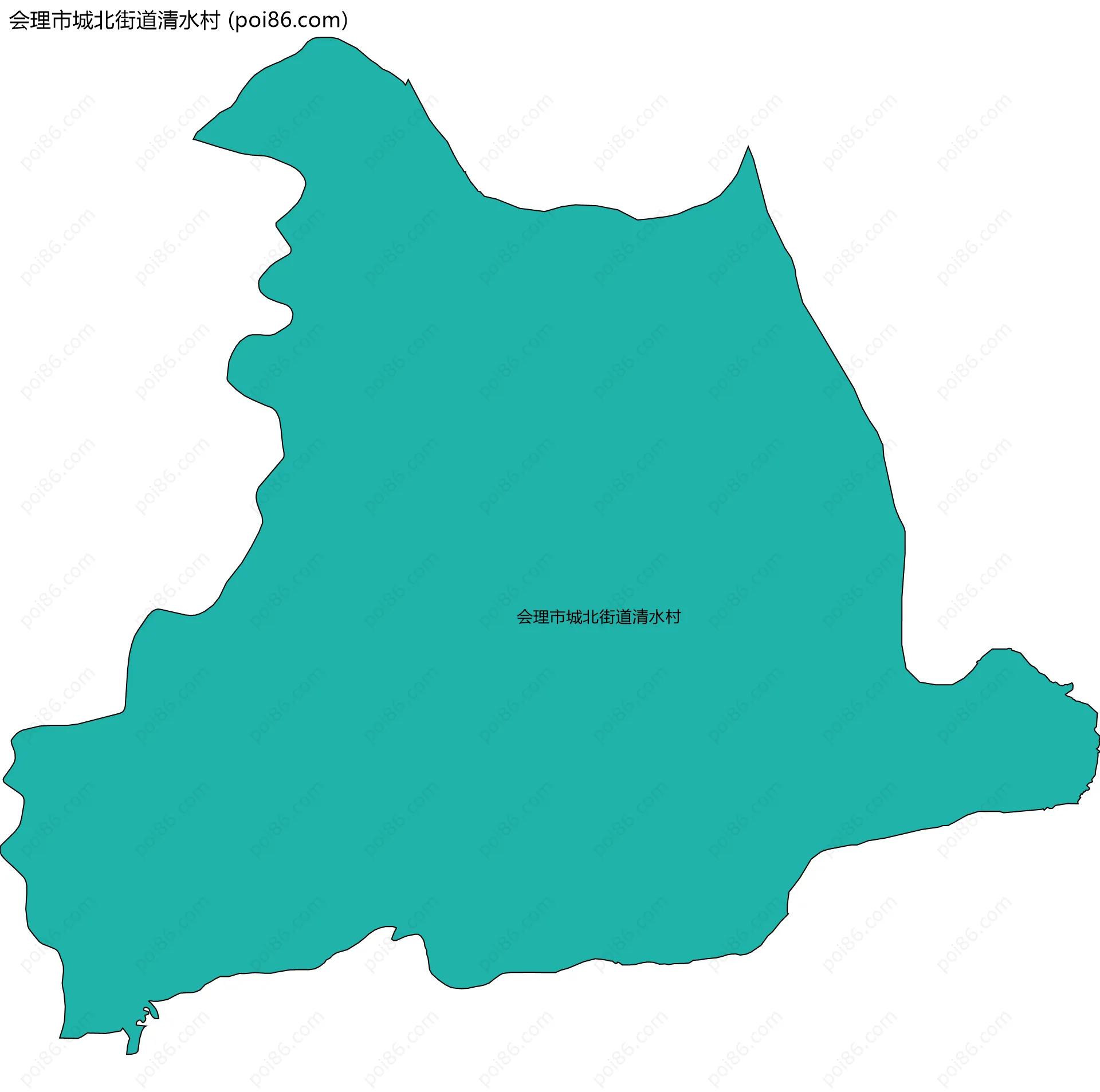 会理市城北街道清水村边界地图