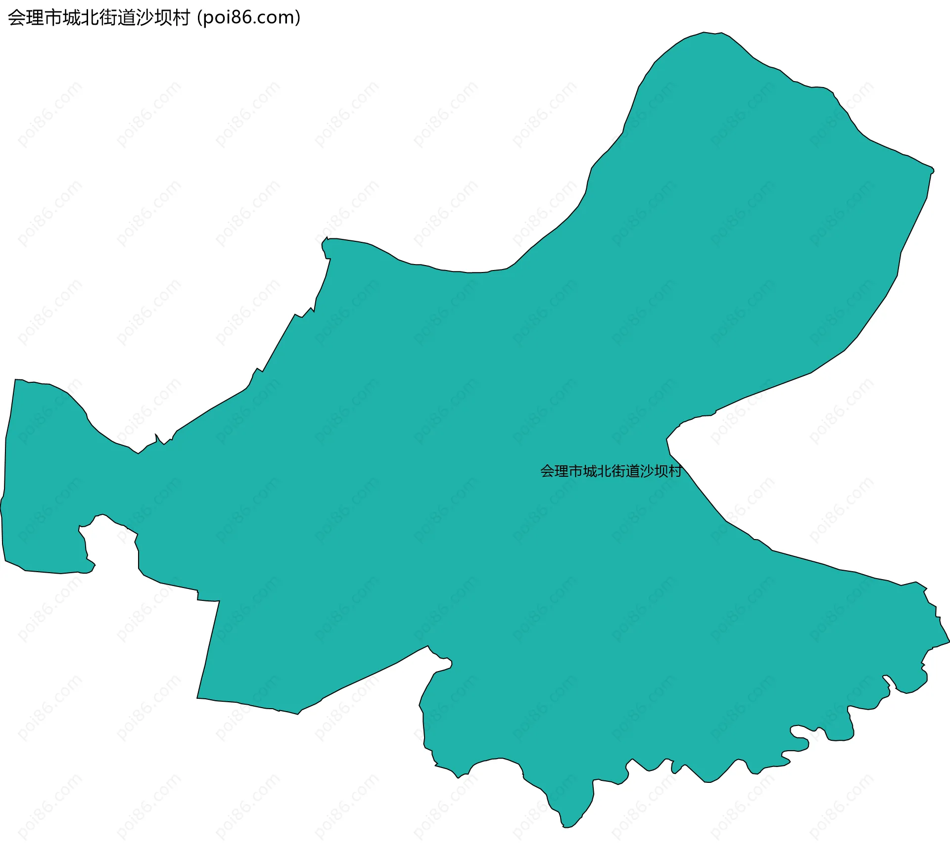 会理市城北街道沙坝村边界地图