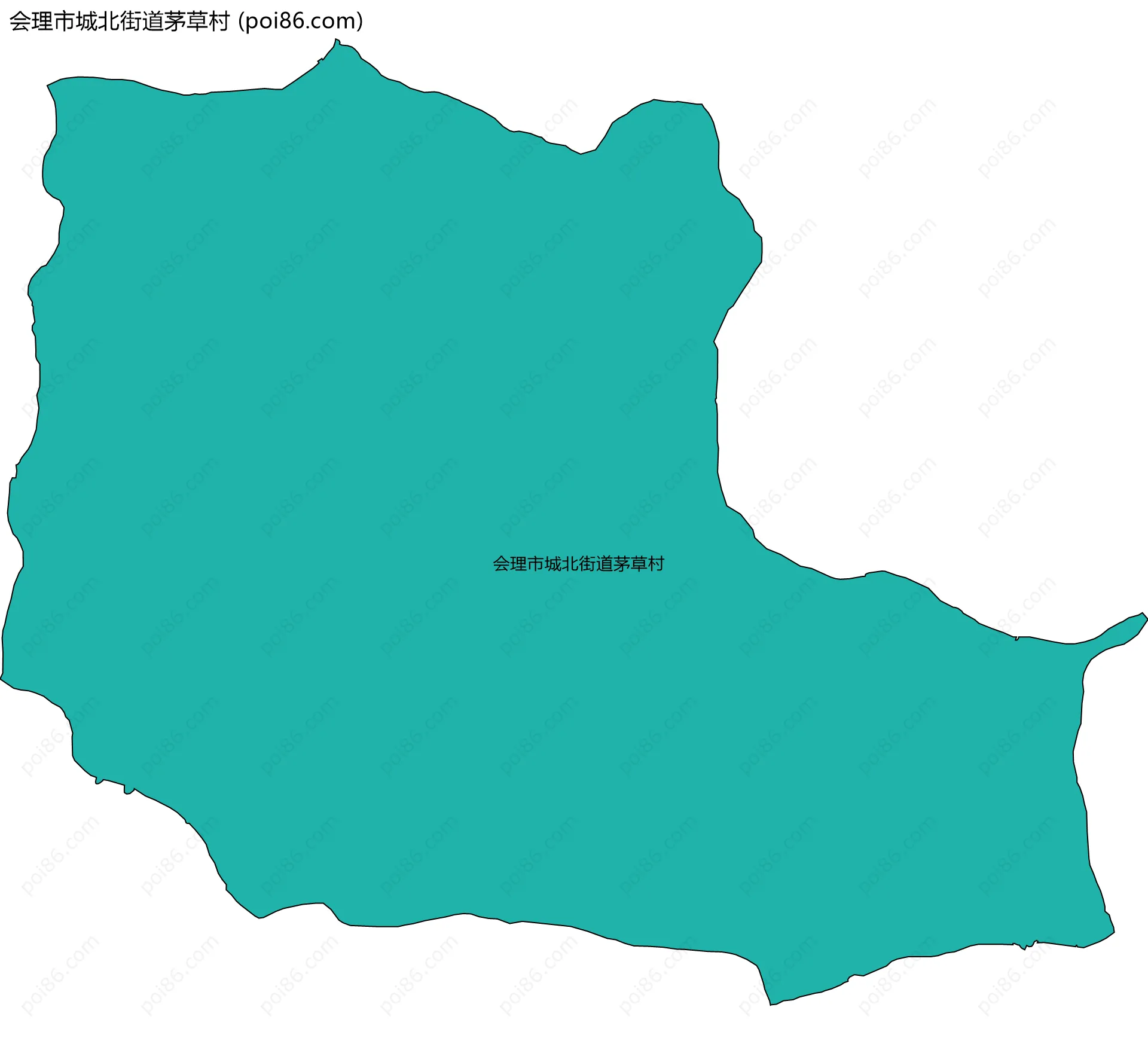 会理市城北街道茅草村边界地图