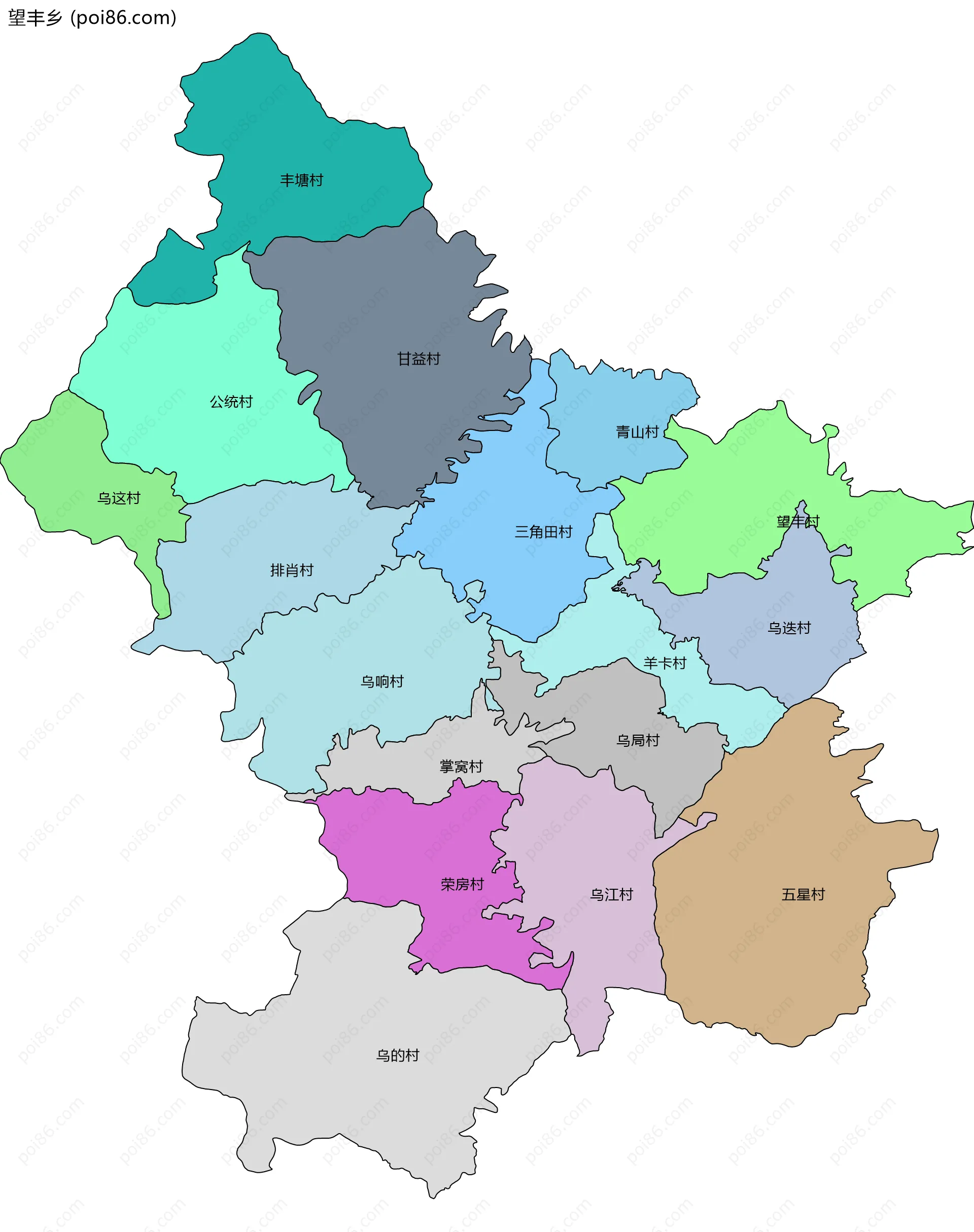 望丰乡边界地图(五级行政区划)