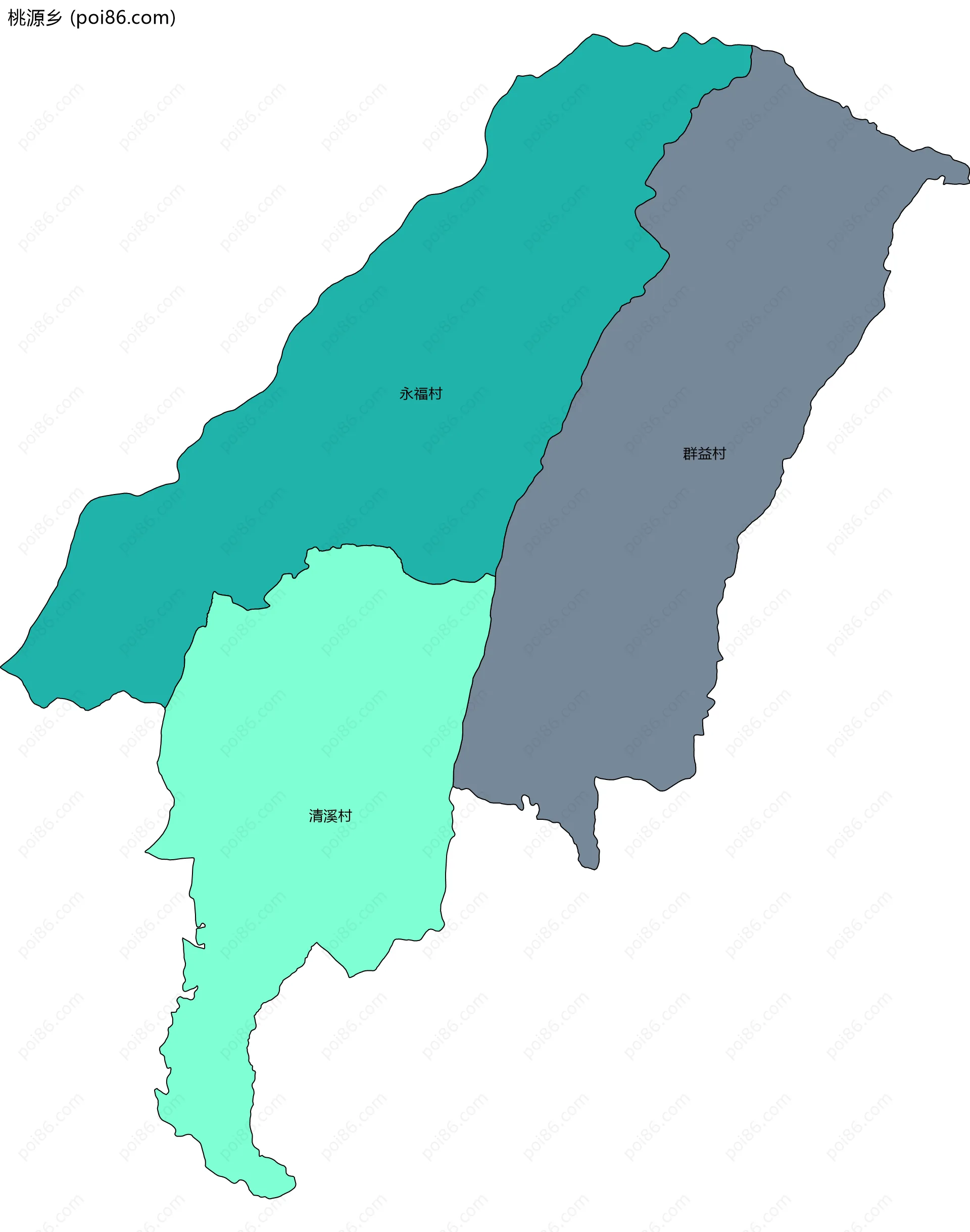 桃源乡边界地图(五级行政区划)