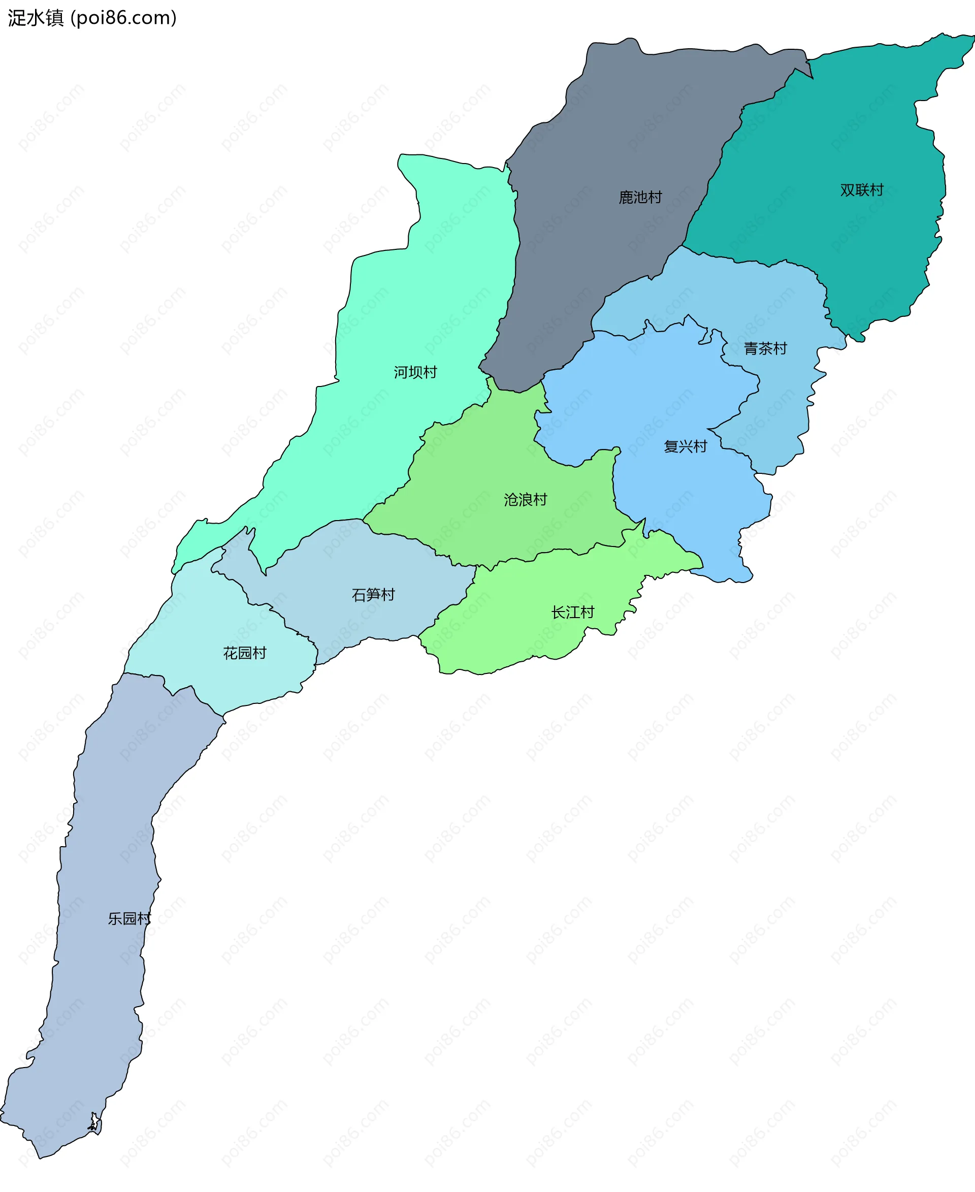 浞水镇边界地图(五级行政区划)