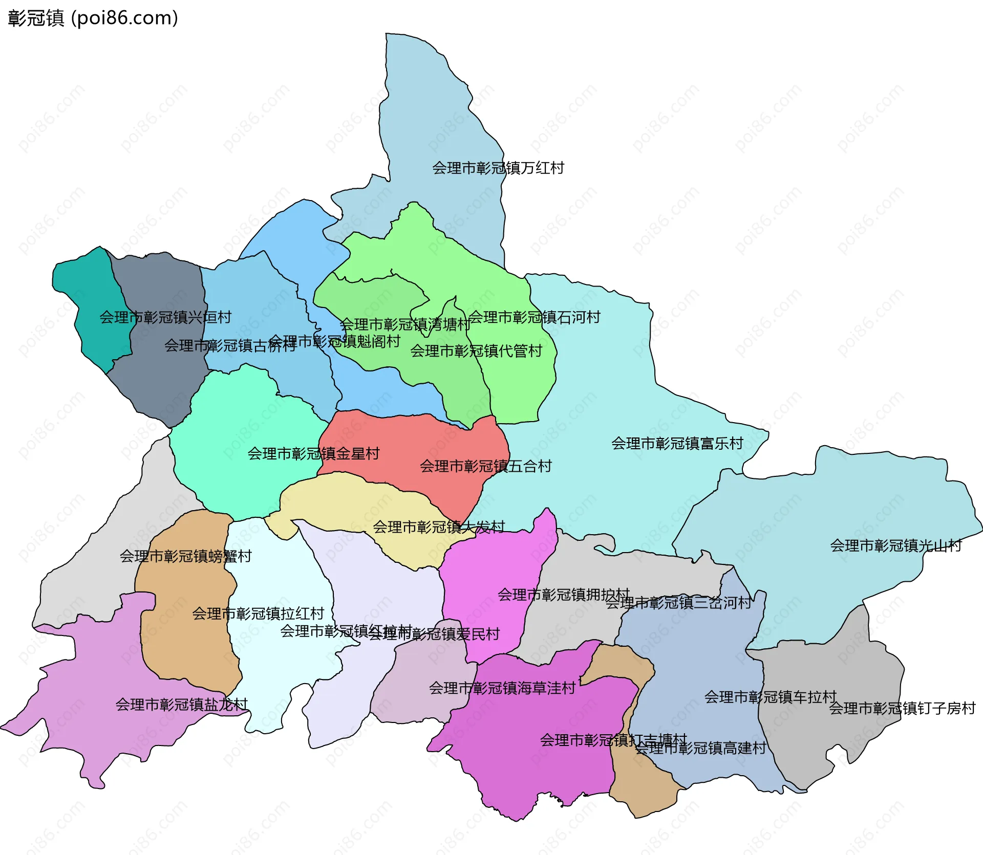 彰冠镇边界地图(五级行政区划)