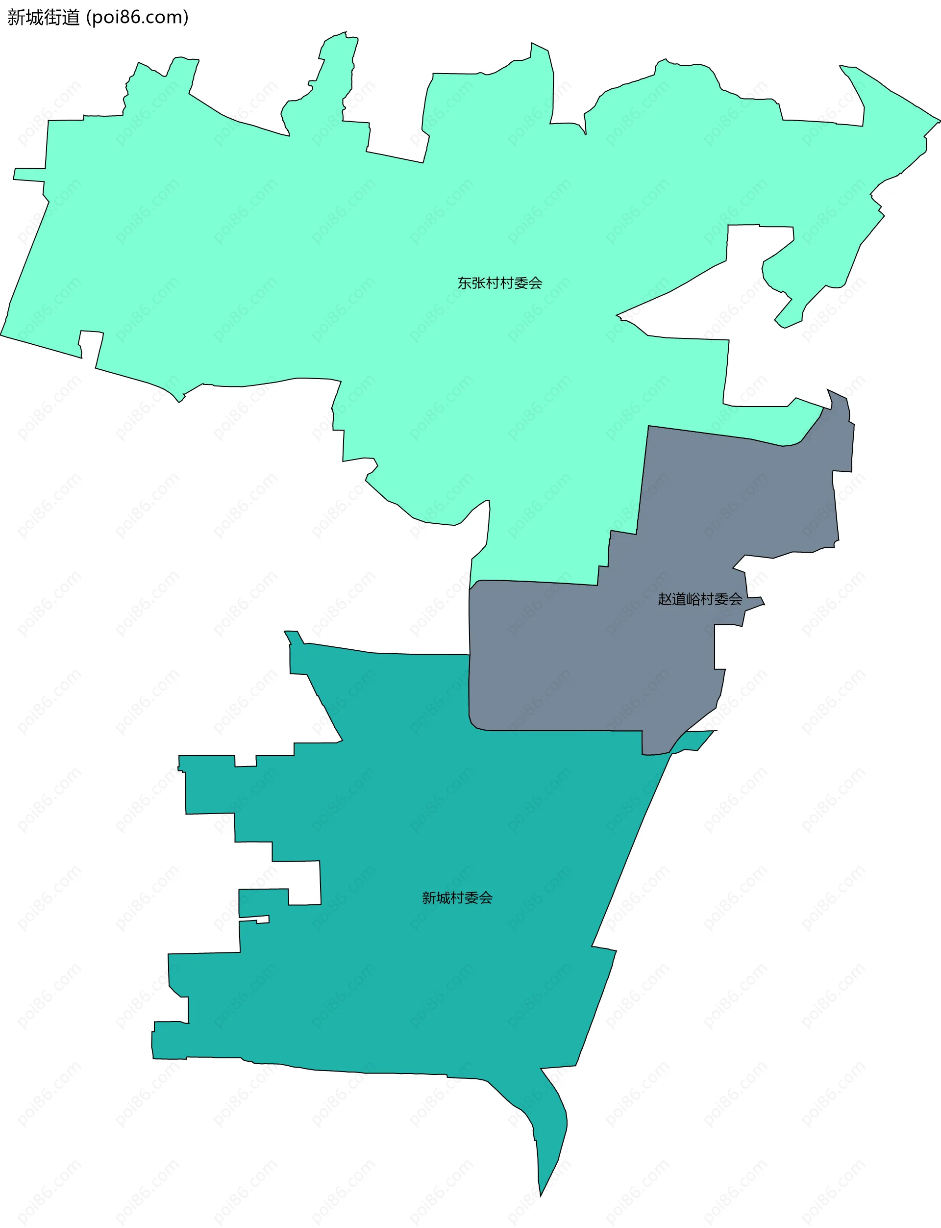 新城街道边界地图(五级行政区划)