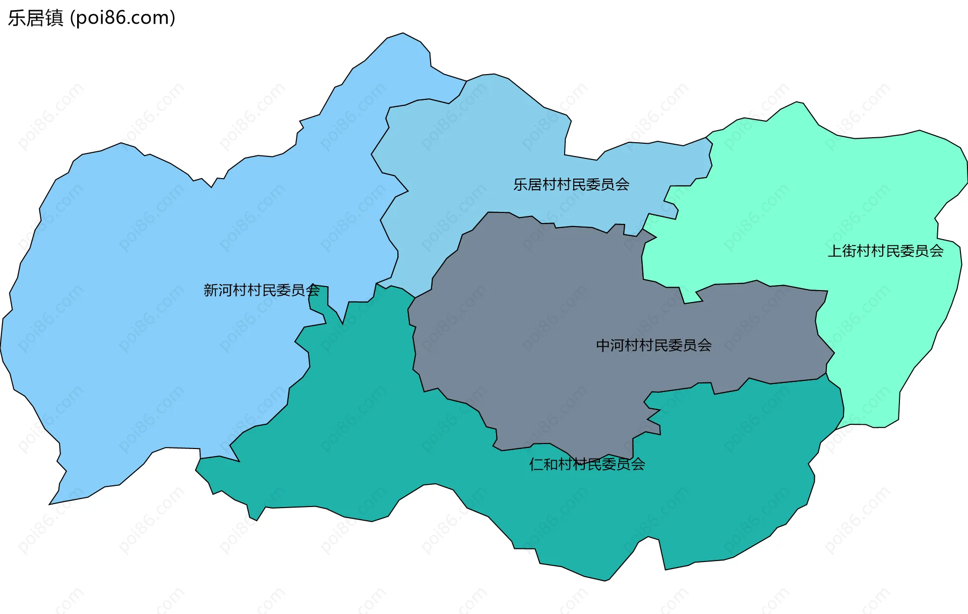 乐居镇边界地图(五级行政区划)