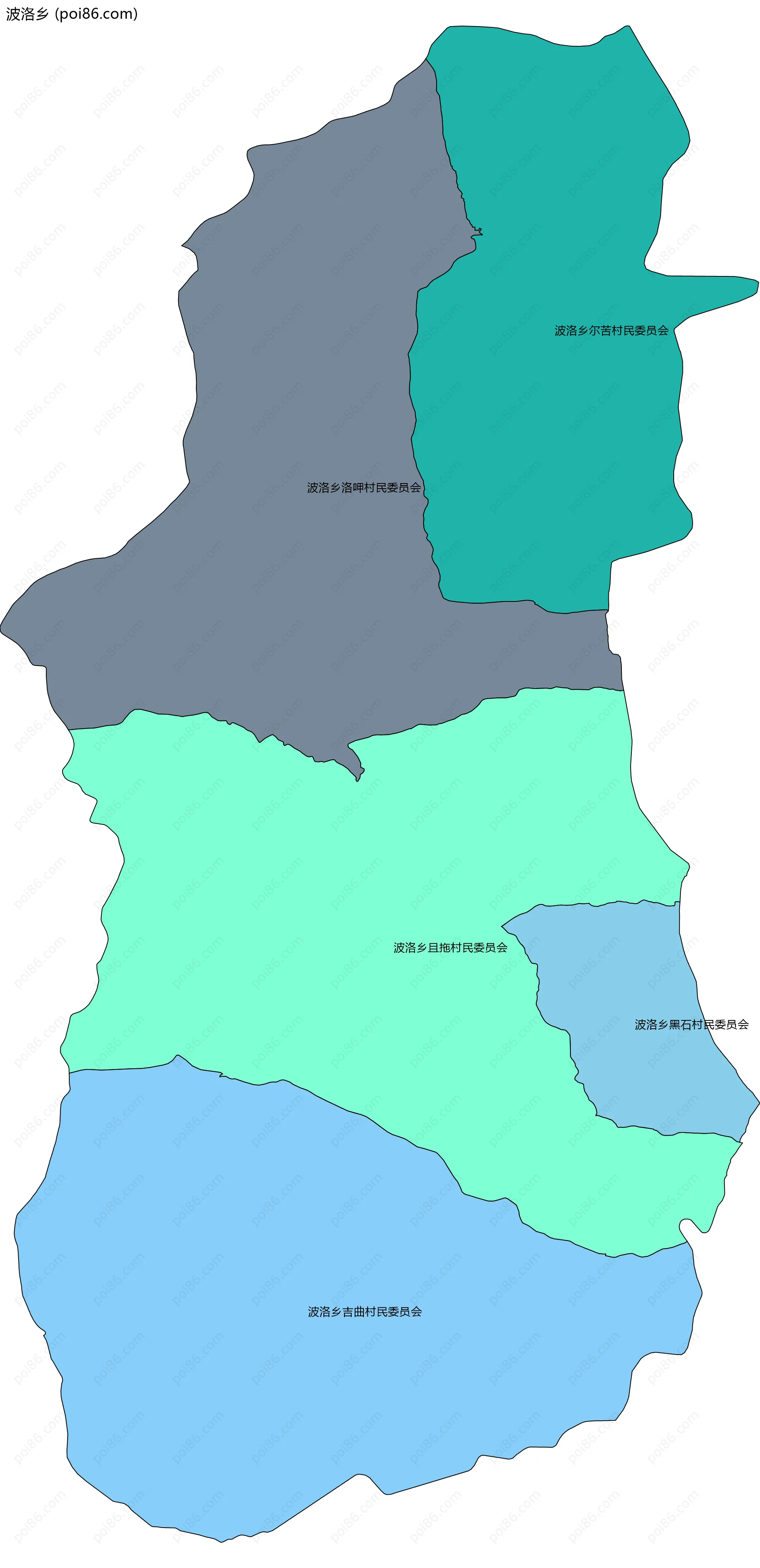 波洛乡边界地图(五级行政区划)
