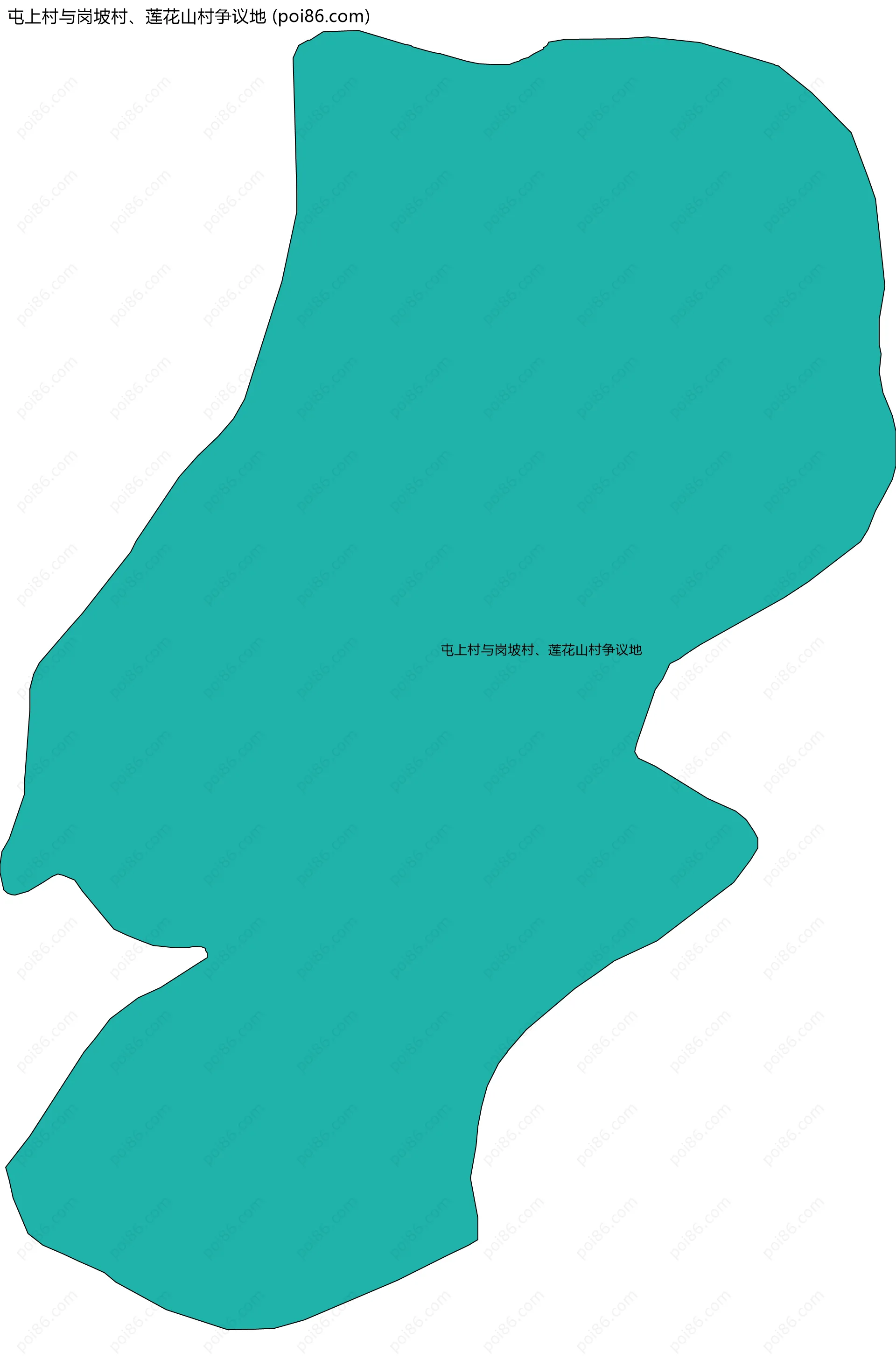 屯上村与岗坡村、莲花山村争议地边界地图