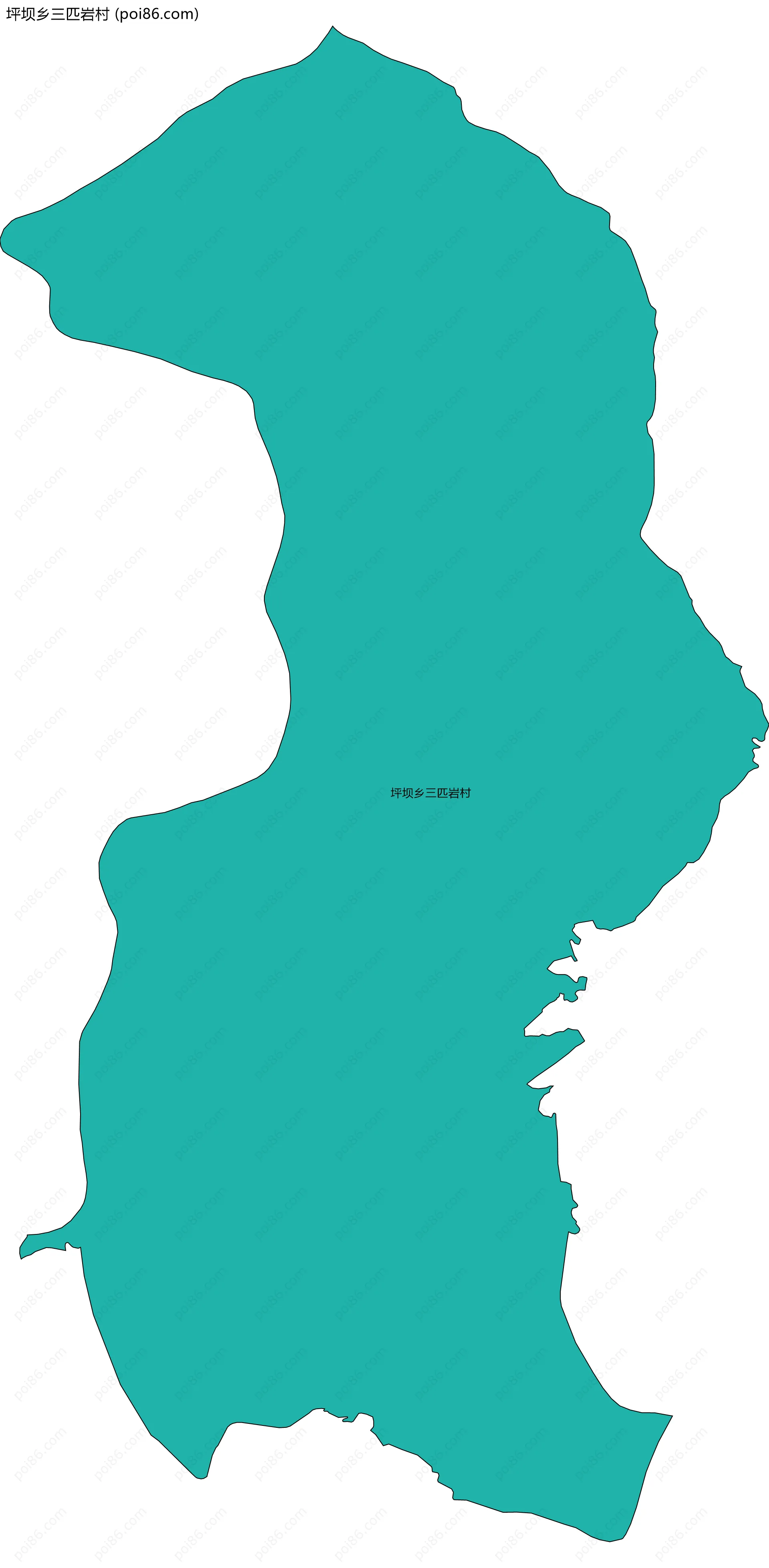 坪坝乡三匹岩村边界地图